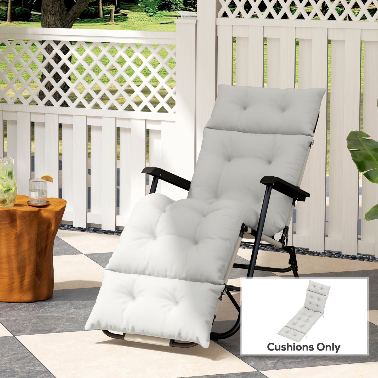 Sun Lounger Cushions Only, 190 x 56 x 10 cm Garden Lounge Chair