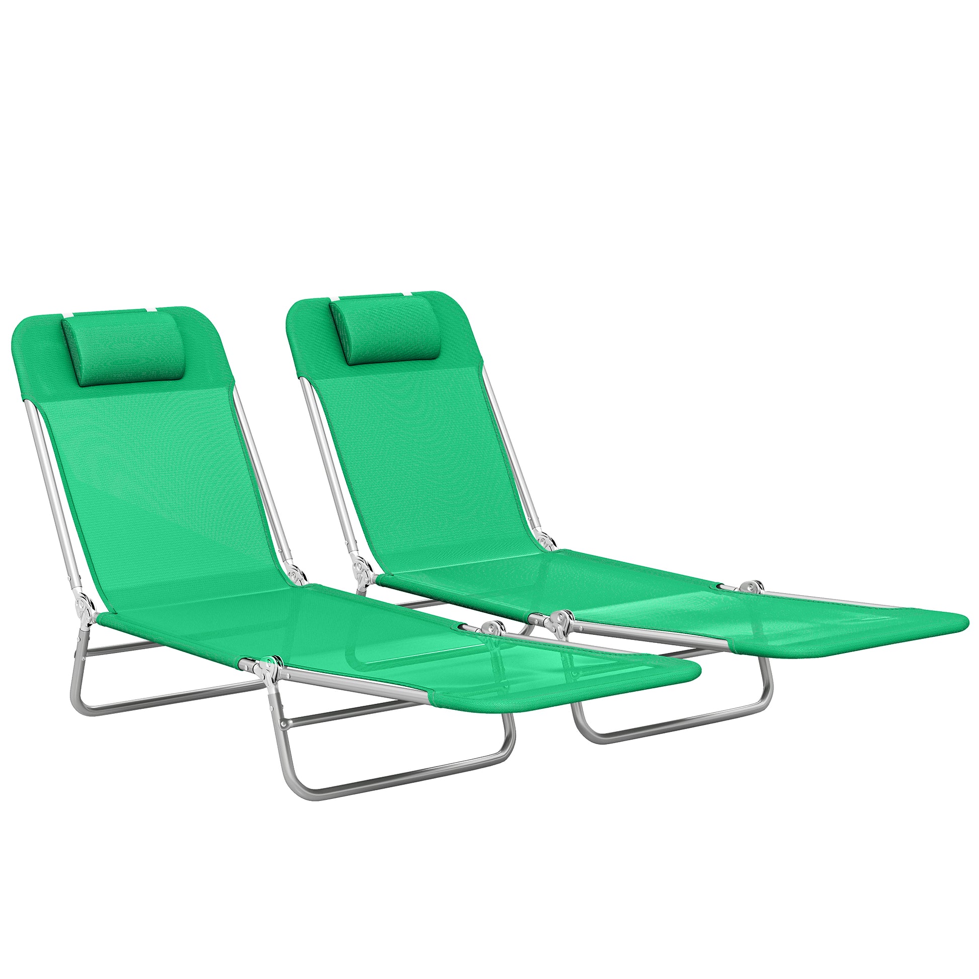 Set of Two Steel Frame Sun Loungers, with Reclining Backs (3)
