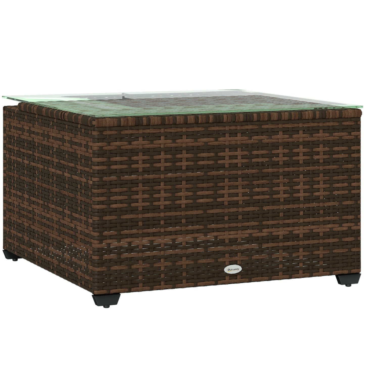 62 x 62cm Glass-Top Rattan Side Table