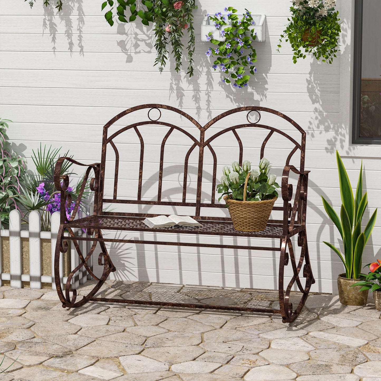 Outdoor Iron Rocking Chair-Bronze