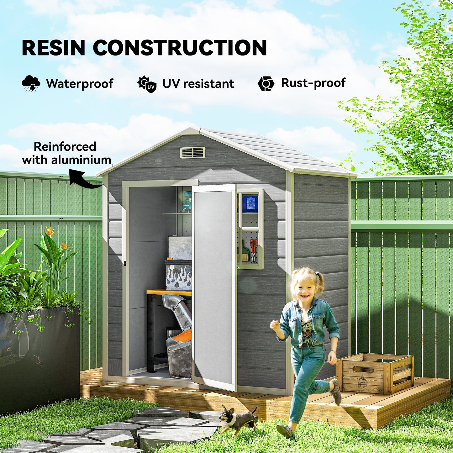6 x 4ft Plastic Shed with Floor