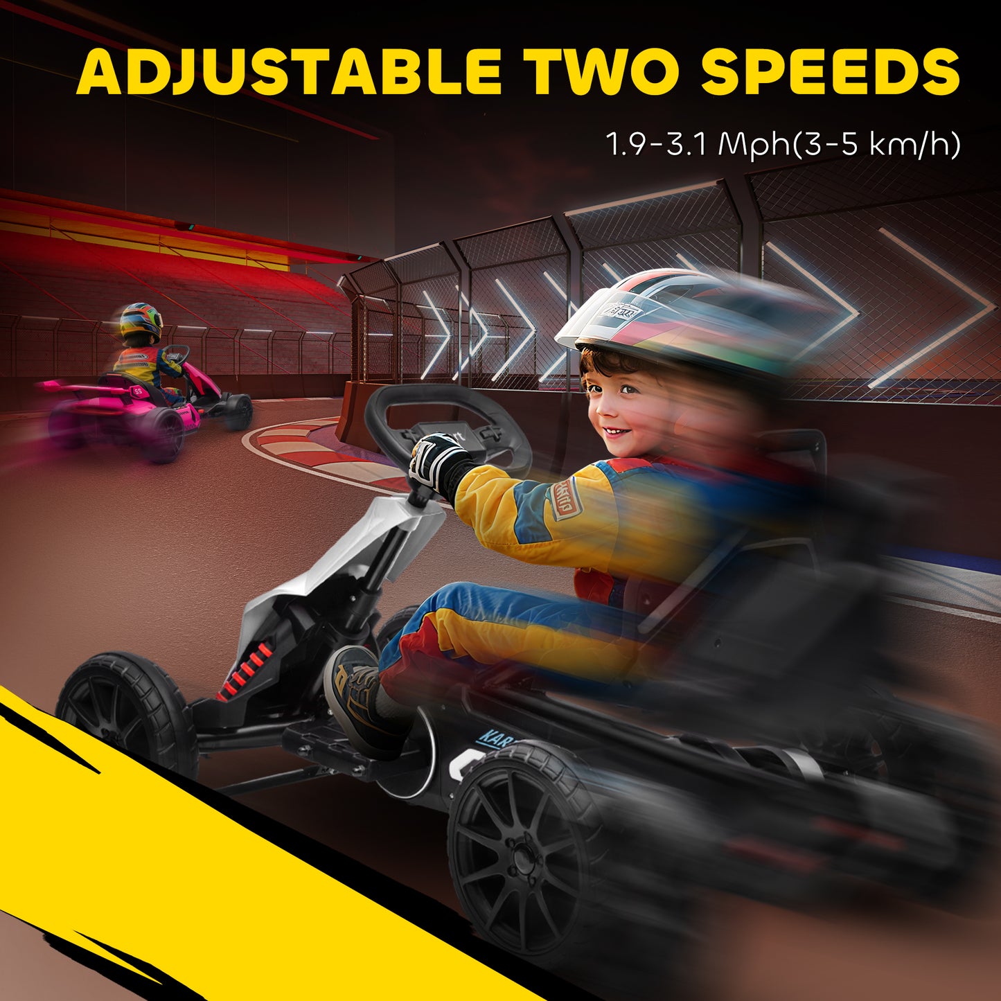 12V Electric Go-Kart for Kids, Ride-On Racing Go-Kart