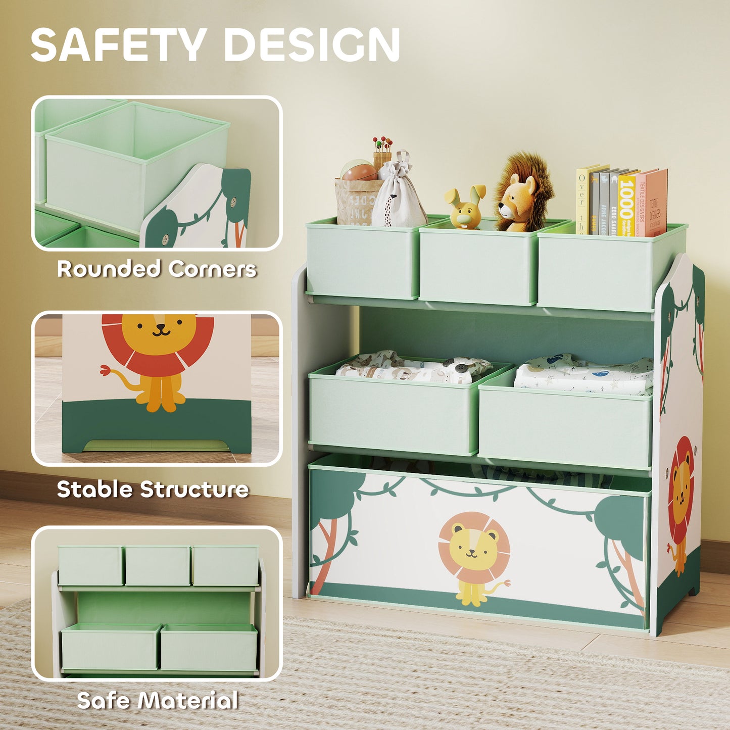 Kids Toy Storage Units, 3-Tier Toy Organiser Shelf
