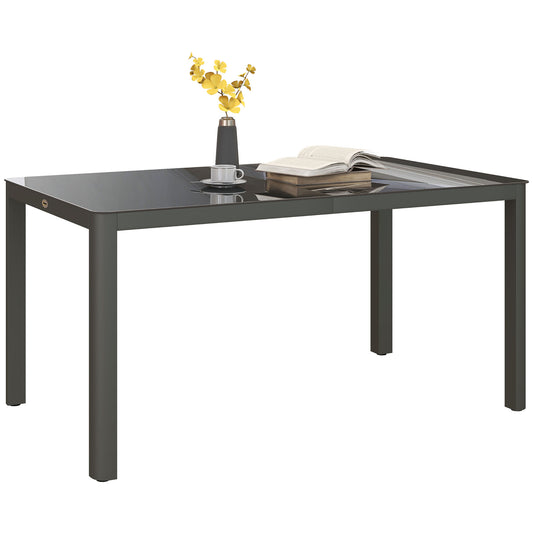 150cm x 88cm Aluminium Table, with Glass Tabletop