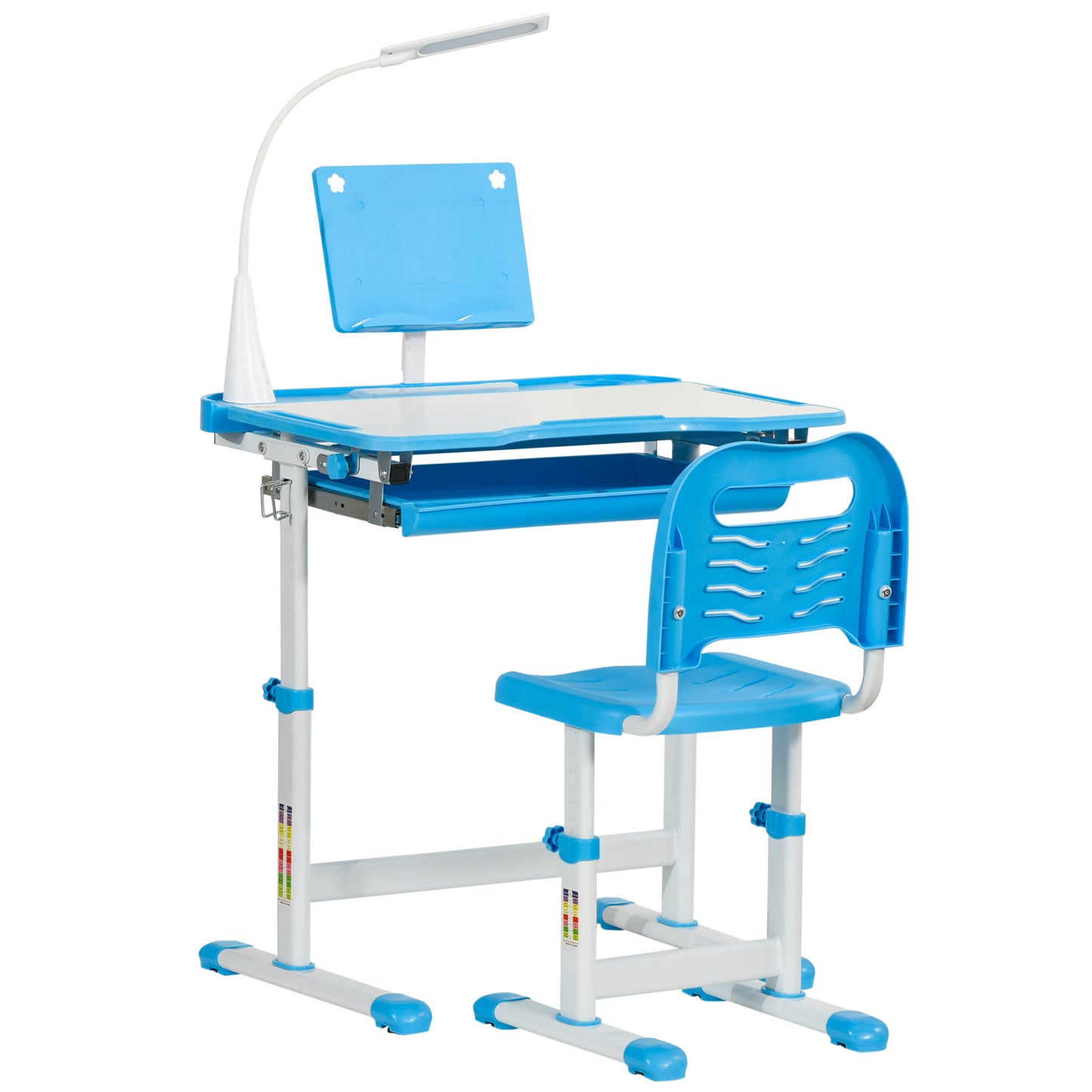 Kids Study Desk and Chair Set w/ Adjustable Height, Storage, Drawer