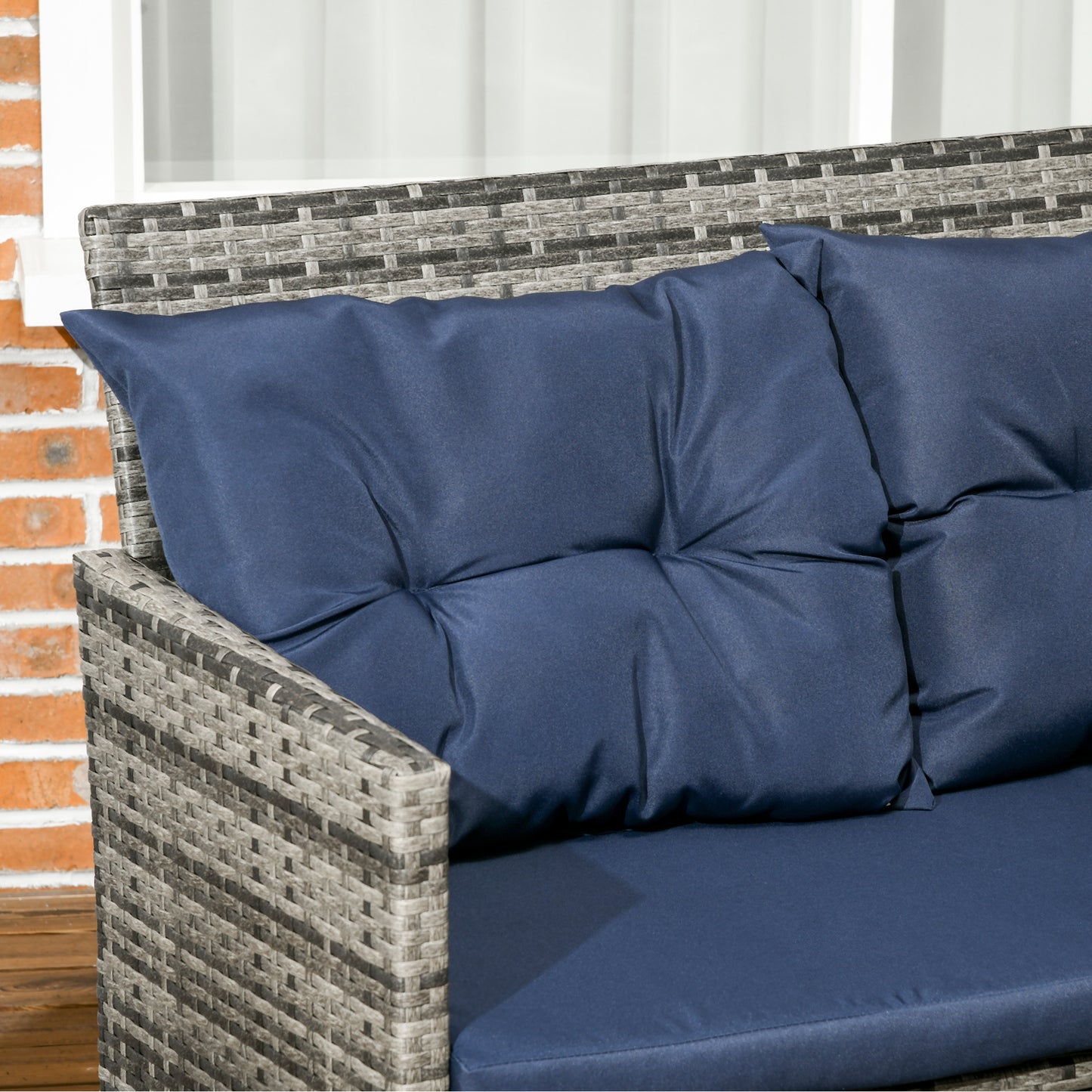7-Seater Patio wicker Sofa Set Rattan Chair Furniture w/ Glass &