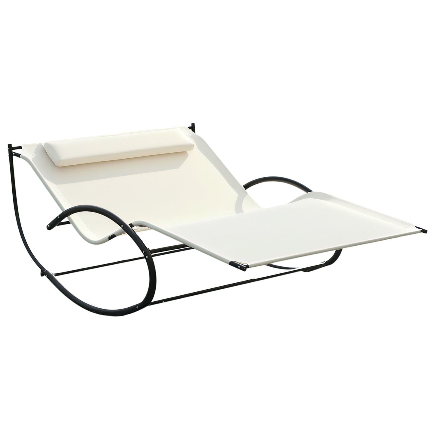 Double Sun Lounger, Rocking Lounger Sunbed Daybed with Armrest