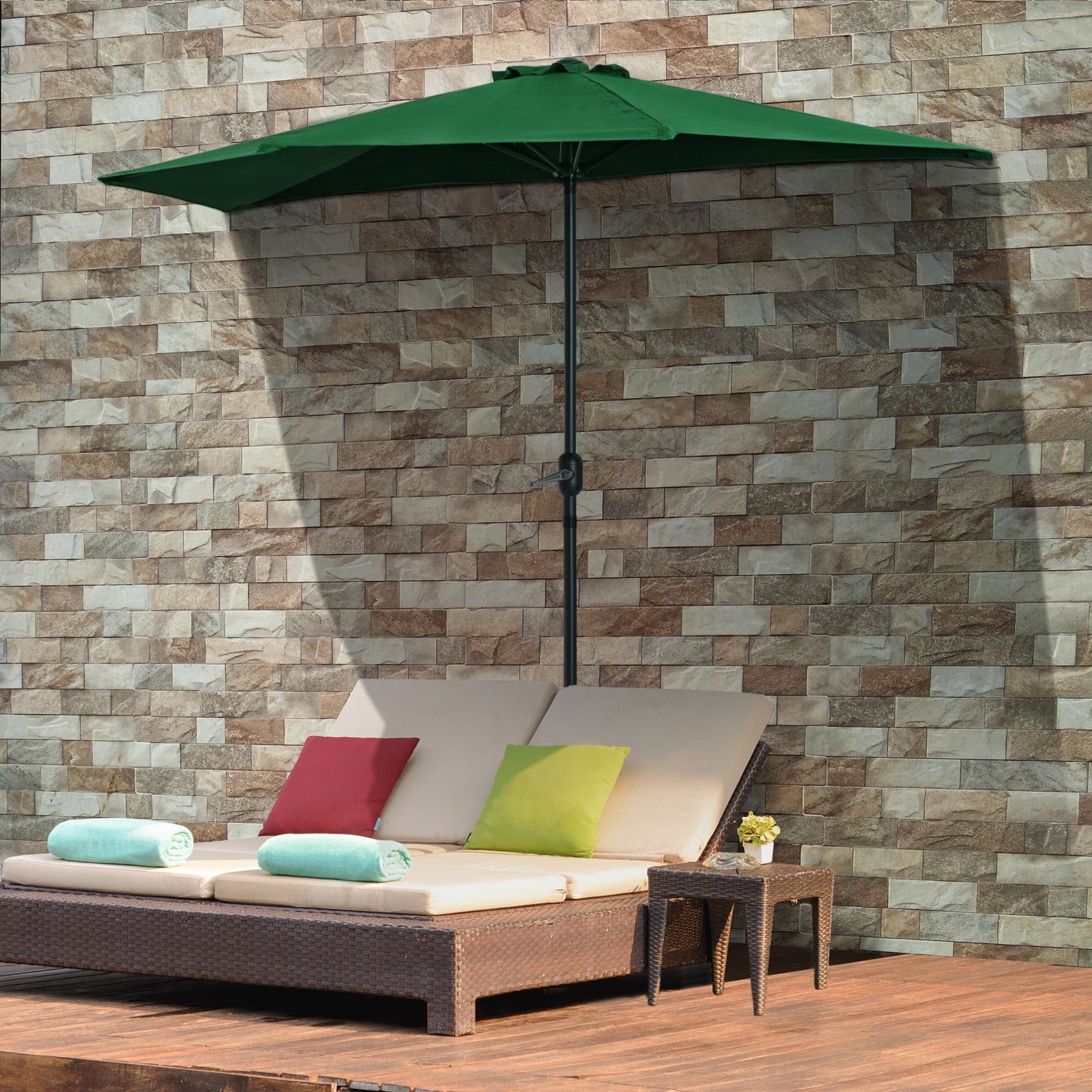 3(m) Half Parasol, Semi Round Umbrella with Metal Frame