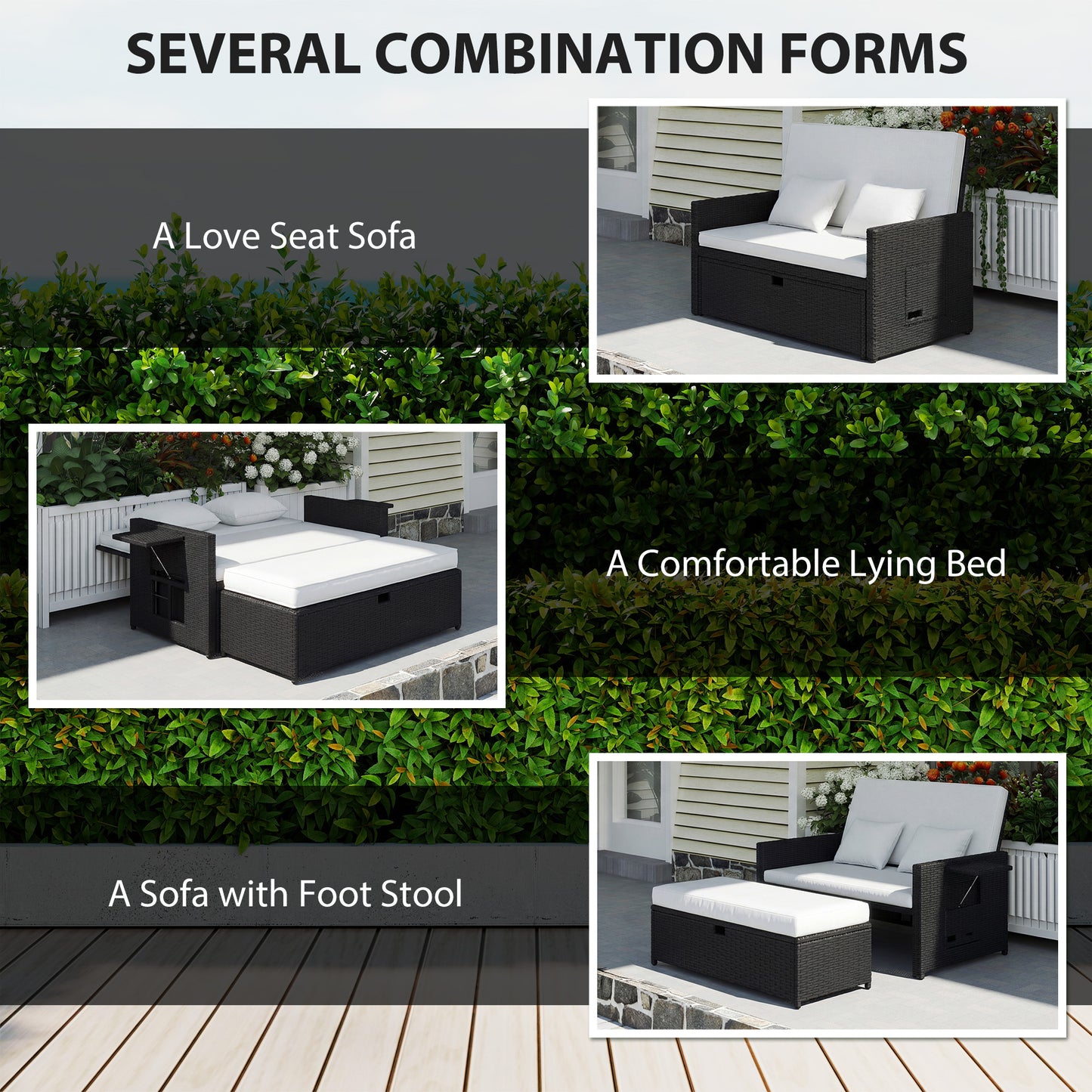 Rattan Garden Daybed, Double Sun Lounger