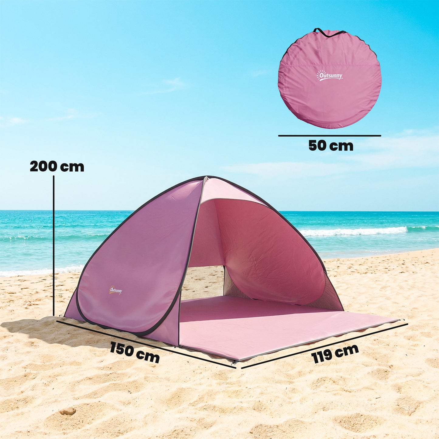 Pop up Beach Tent, UV 50+ Sun Shelter with Carry Bag