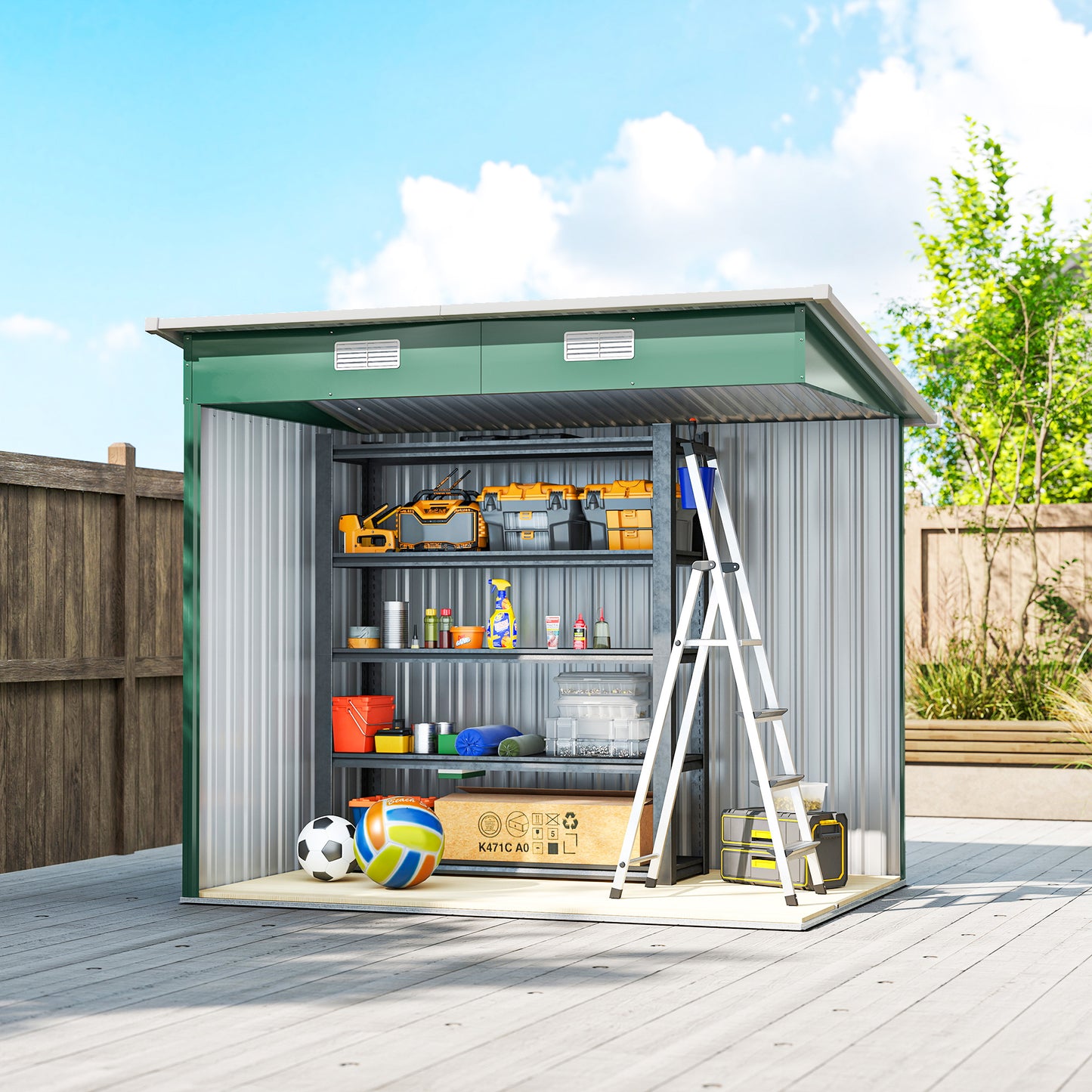 7 x 4ft Outdoor Storage Shed with Foundation Kit