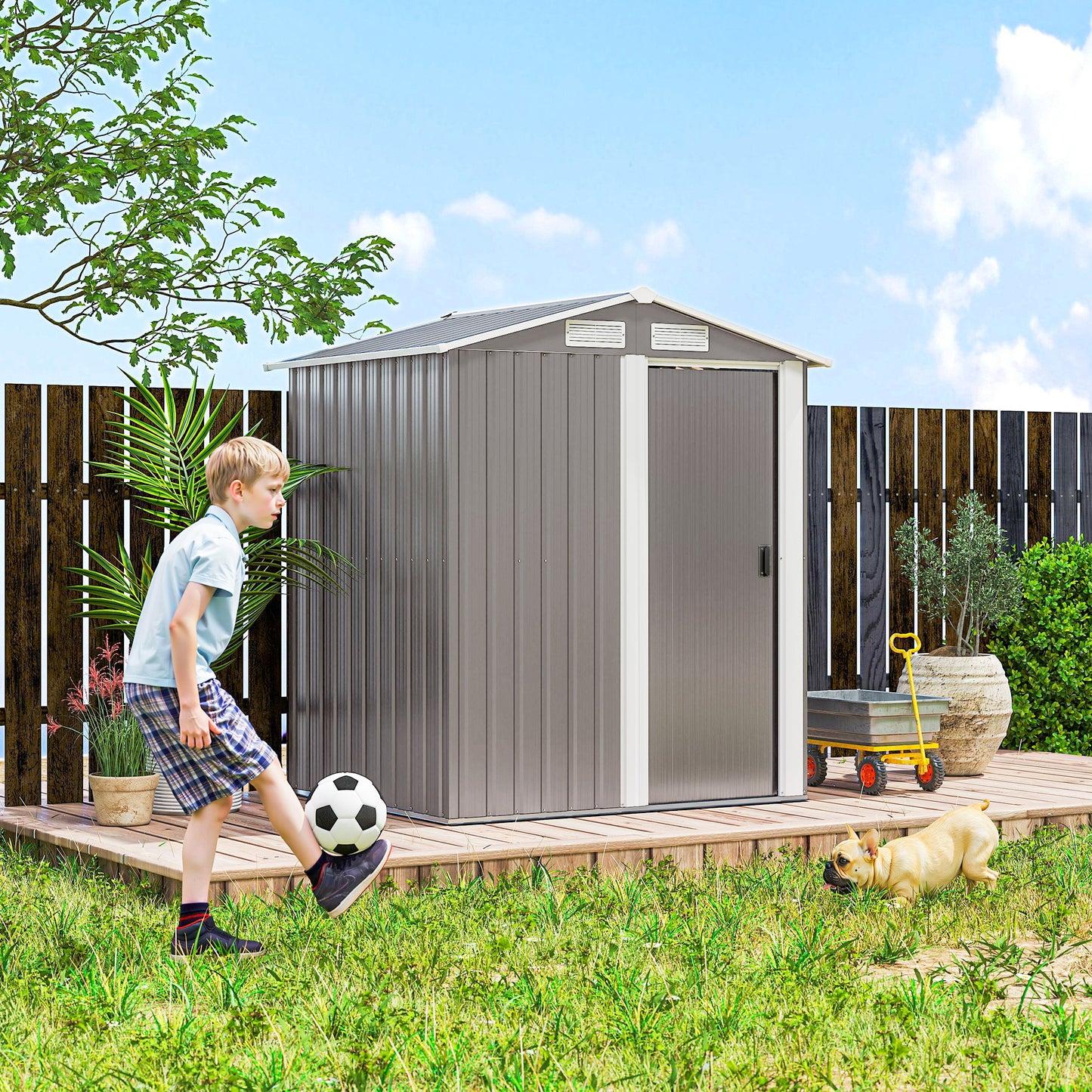 Garden Metal Tool Storage Shed with Sliding Door (1)