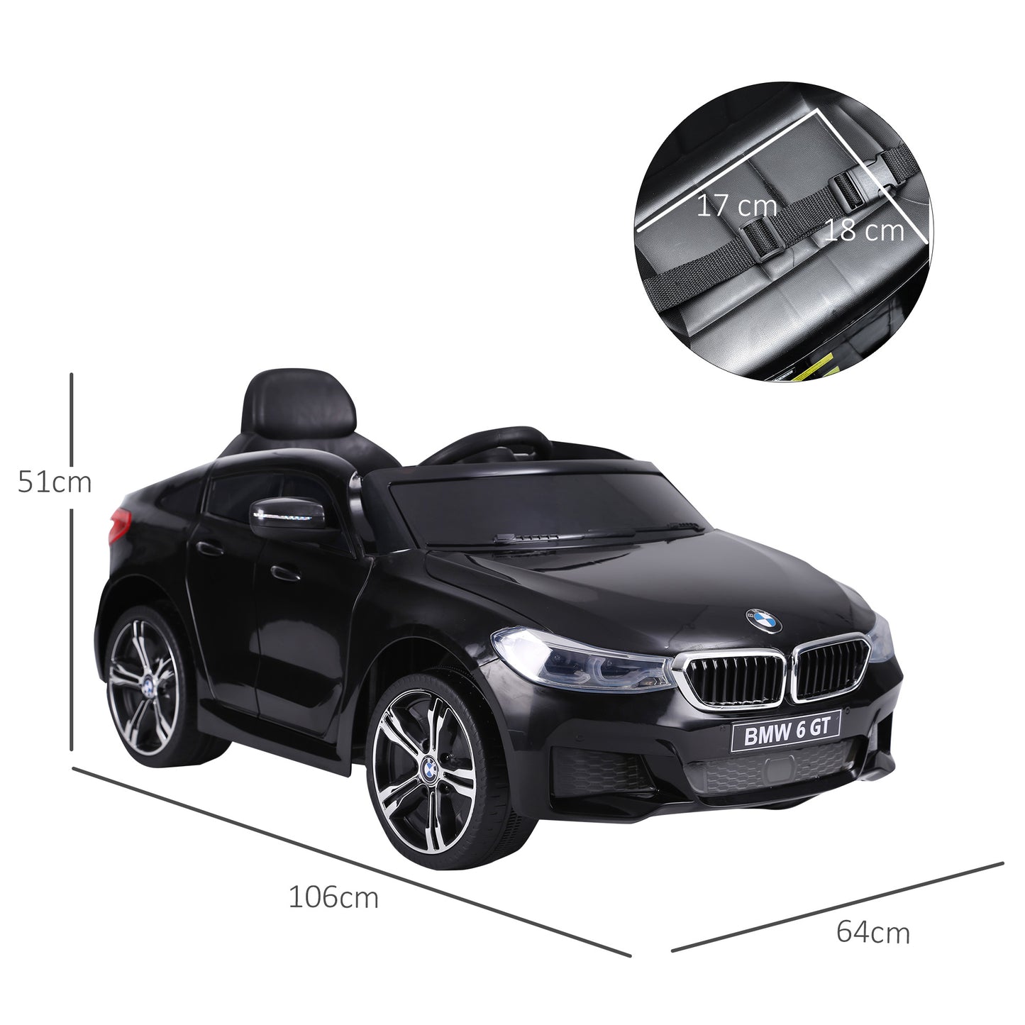 Kids Electric Ride On Car 6V Licensed BMW 6GT W/ Remote