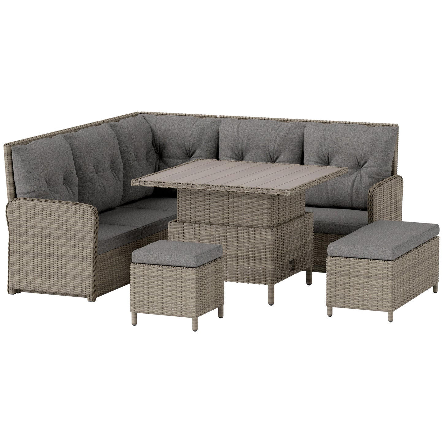 6 Pieces Outdoor PE Rattan Garden Furniture