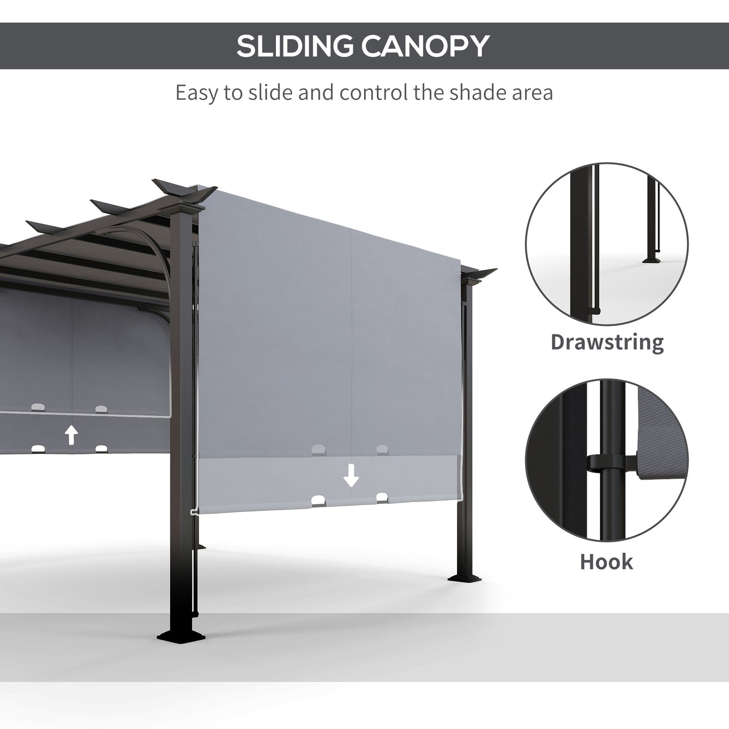 3 x 3(m) Outdoor Pergola, Garden Pergola Gazebo with Adjustable Canopy
