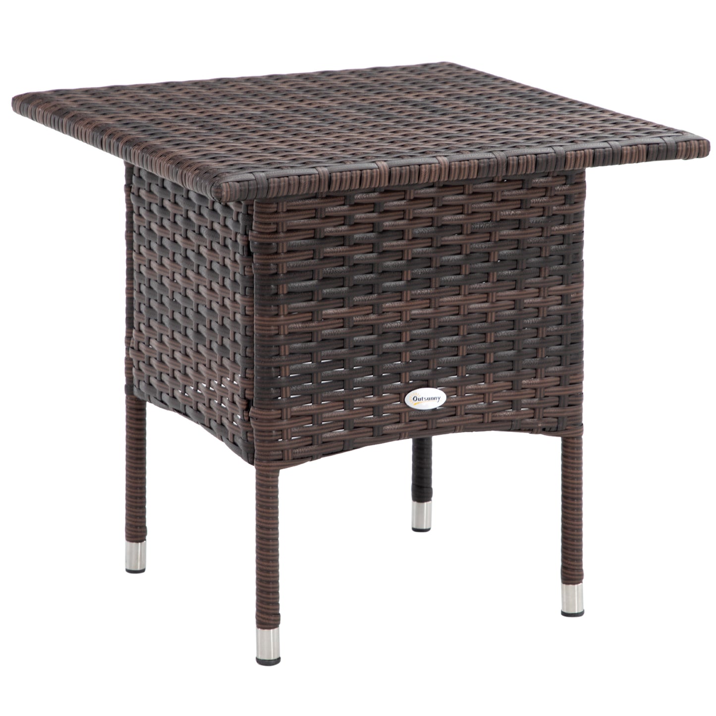 Outdoor Rattan Side Table Coffee Table with Plastic Board