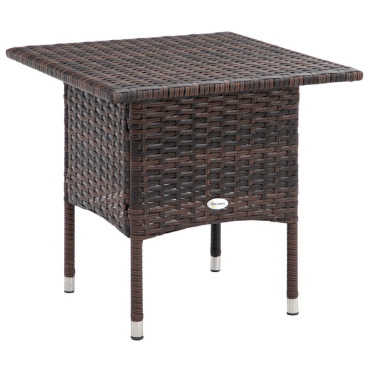 Outdoor Rattan Side Table Coffee Table with Plastic Board