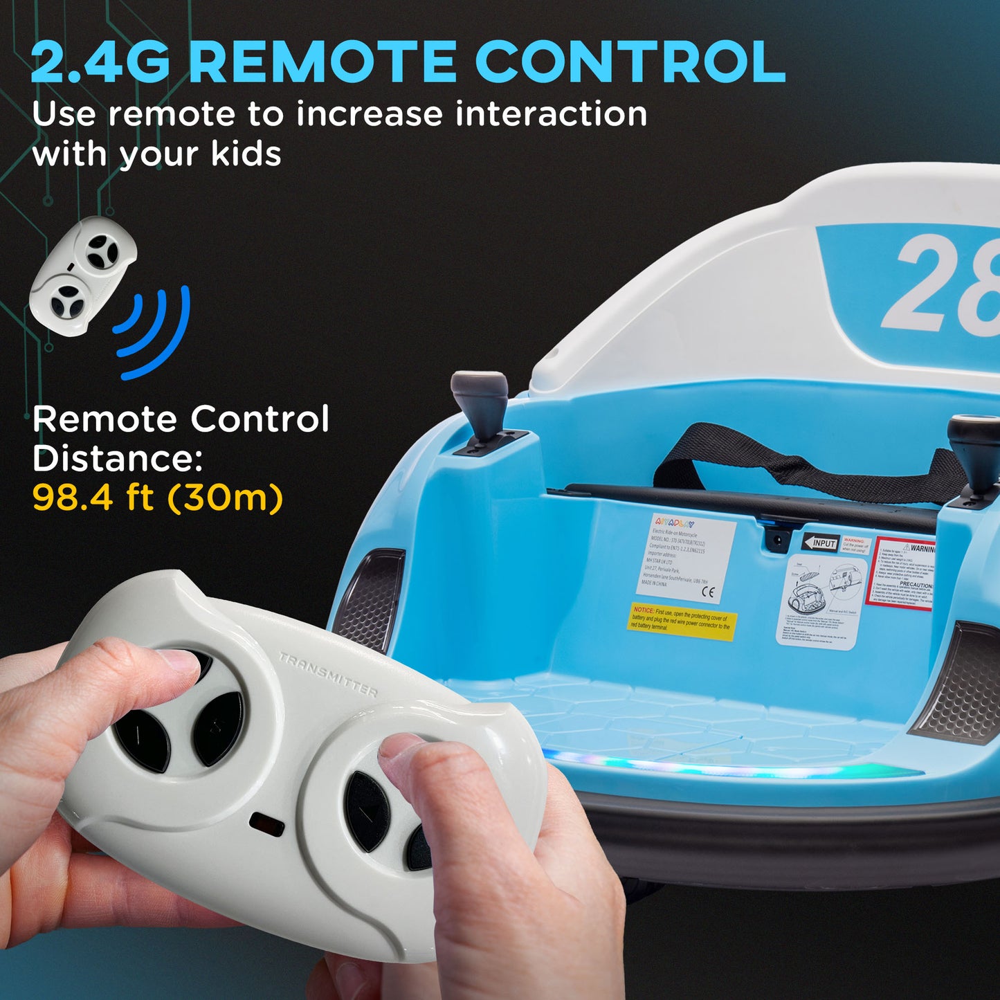 360° Rotation Kids Bumper Car, 12V Waltz Car with Remote Control