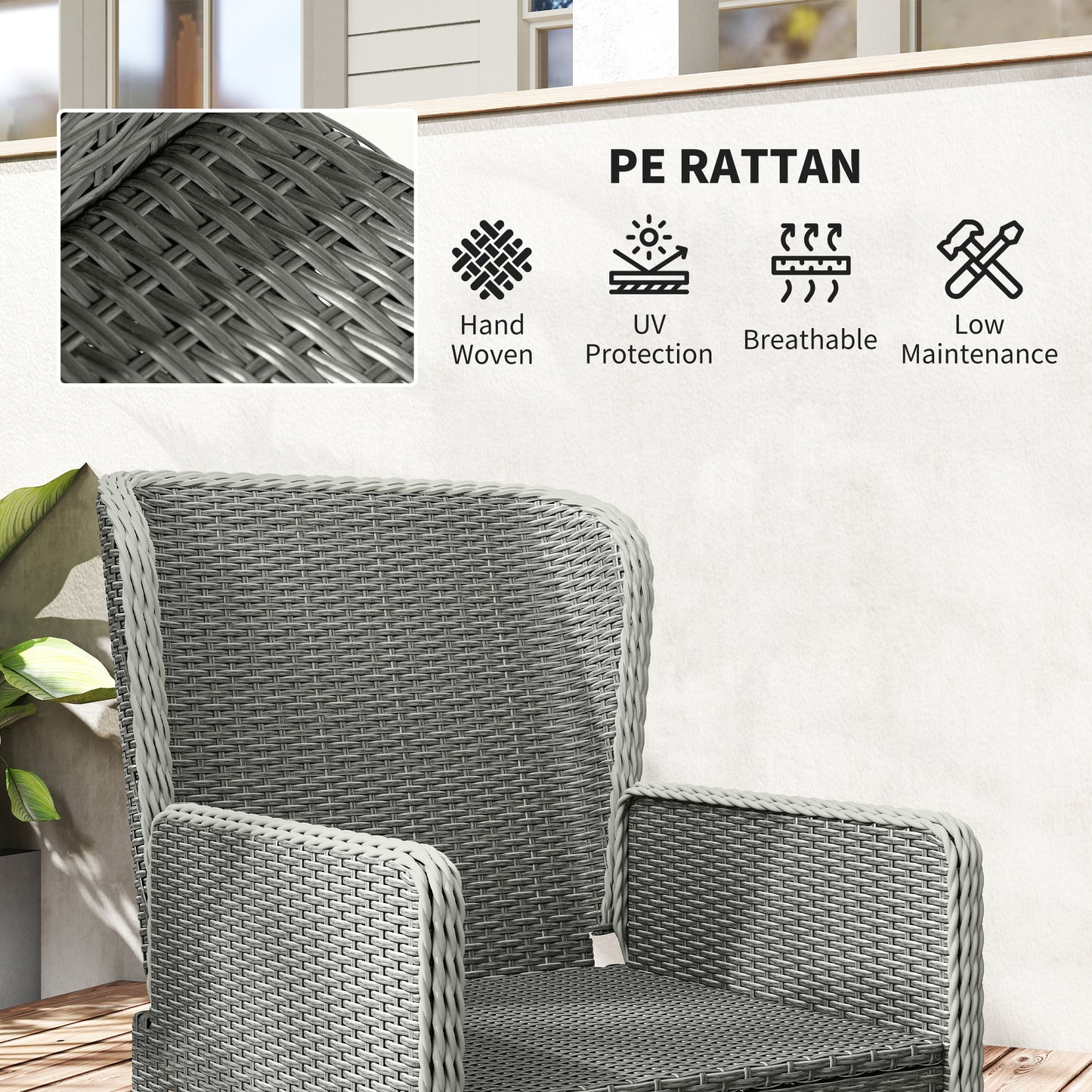 Five-Piece Reclining Rattan Chair Set