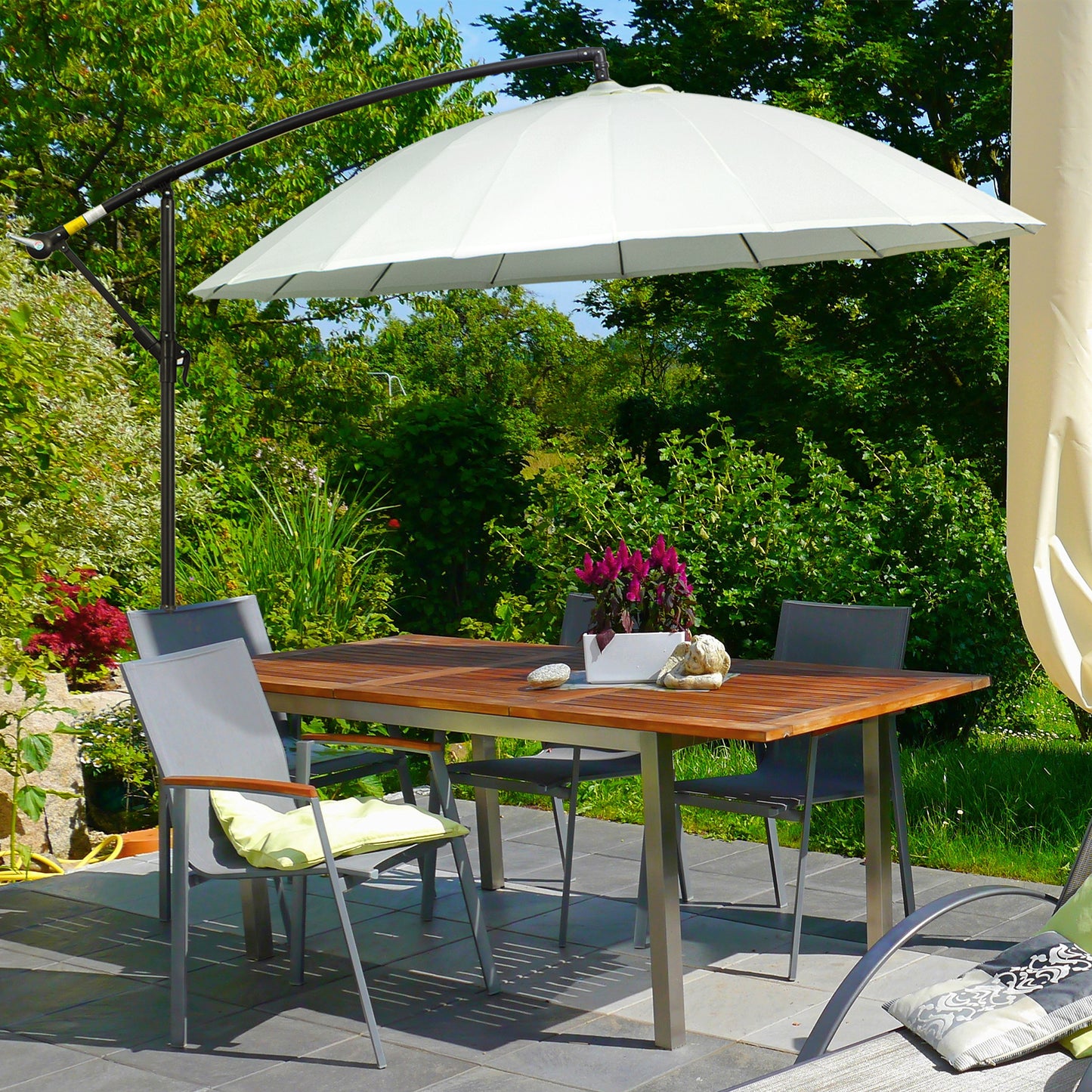 3(m) Cantilever Umbrella 18 Ribs & Vents Adjustable Angle for Patio