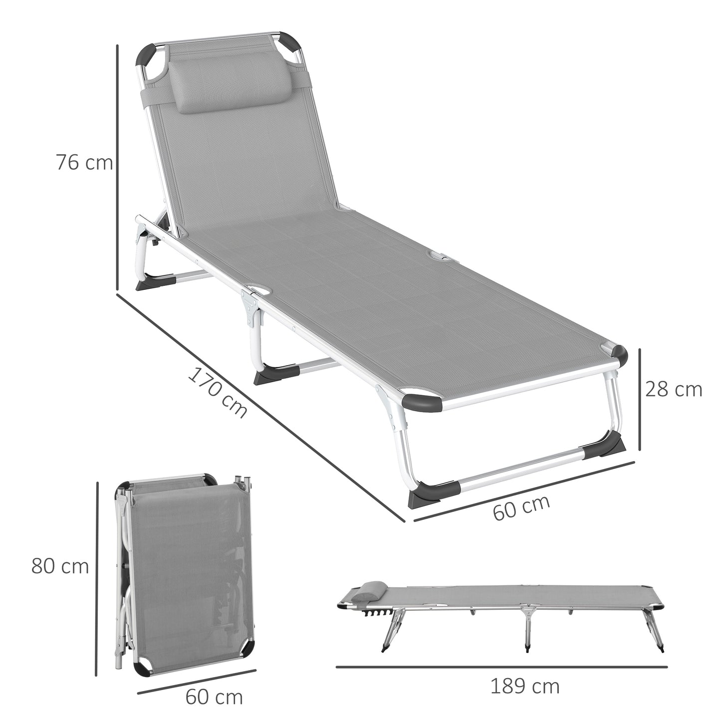 Foldable Outdoor Sun Lounger Set of 2