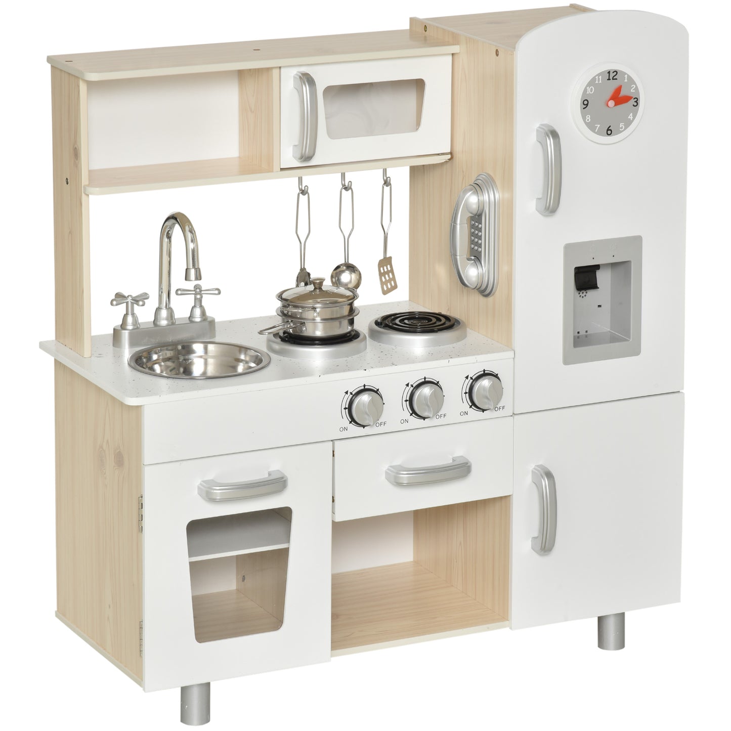 Kids Wooden Pretend Play Toy Kitchen Cooking Set Role Play Phone