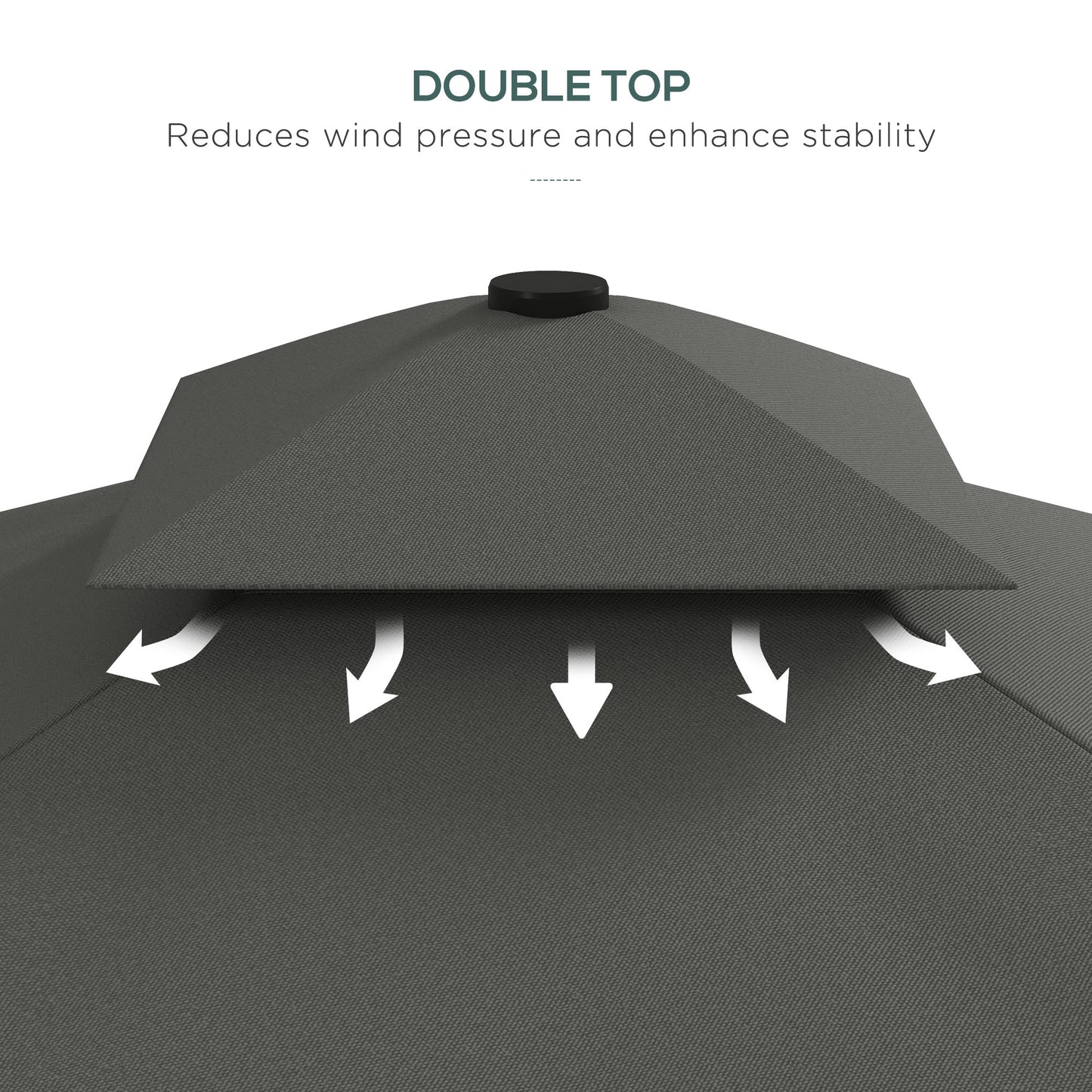 2.5m Square Double Top Garden Parasol Cantilever Umbrella with Ruffles