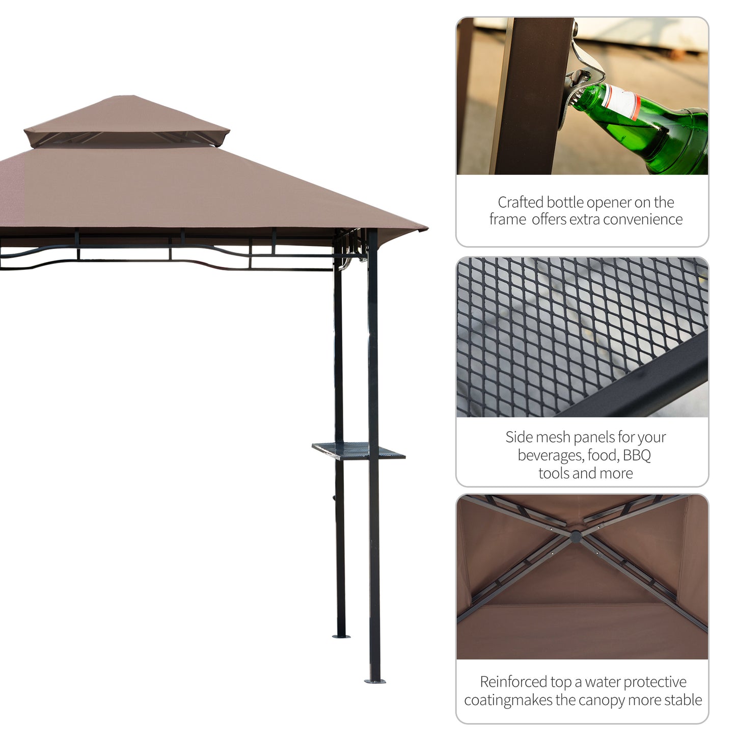 2.5x1.5m (8'x5') Grill Gazebo Canopy