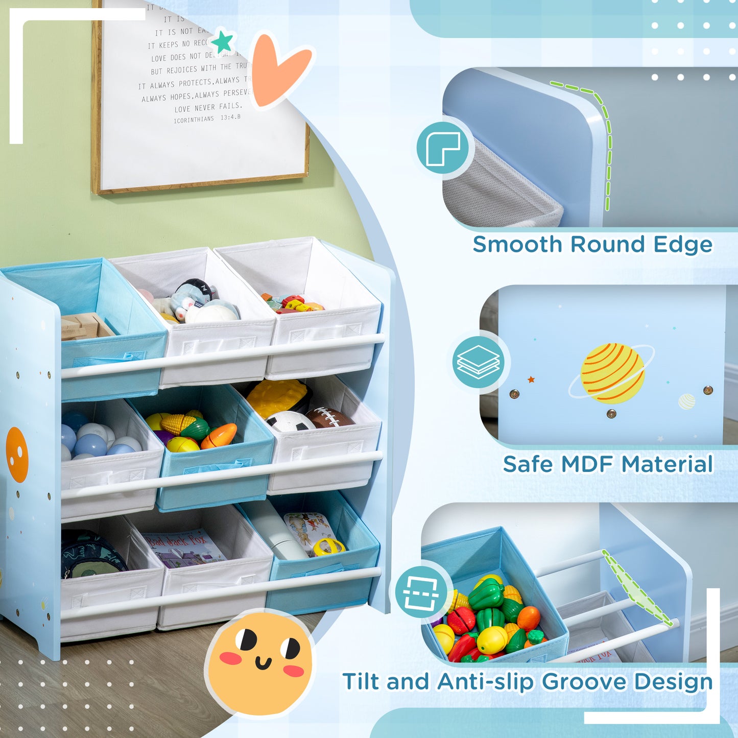 3PCs Kids Bedroom Furniture Set with Bed, Toy Box Bench