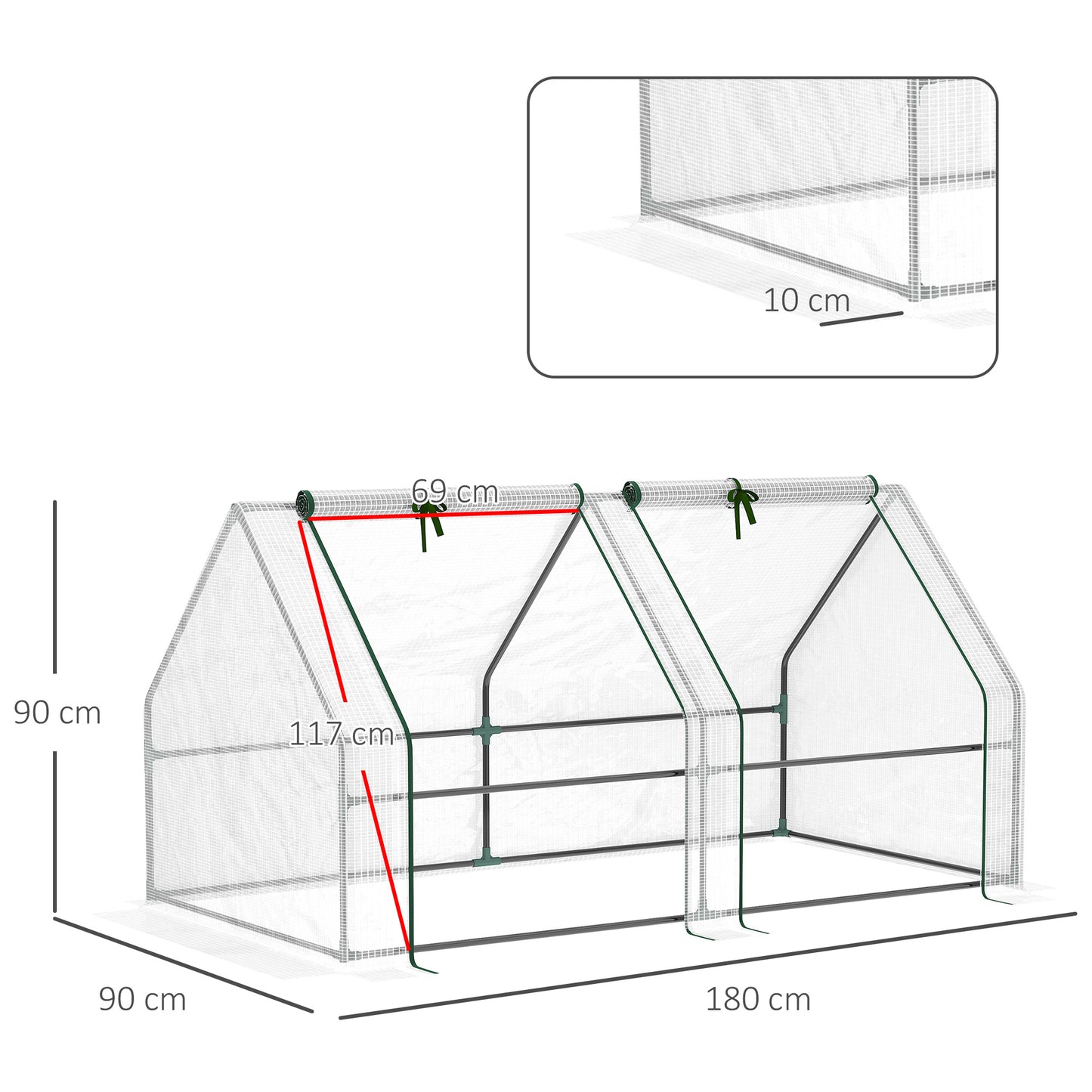 Mini Small Greenhouse with Steel Frame & PE Cover & Zipped Window (1)