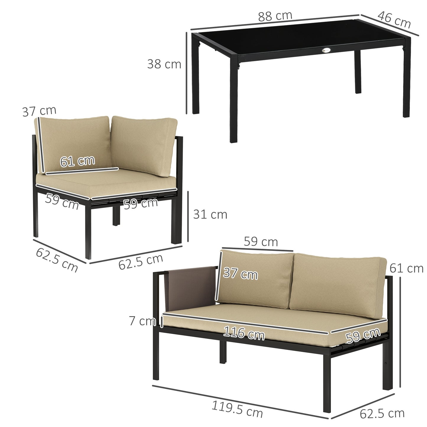 5 Seater Garden Corner Sofa Set