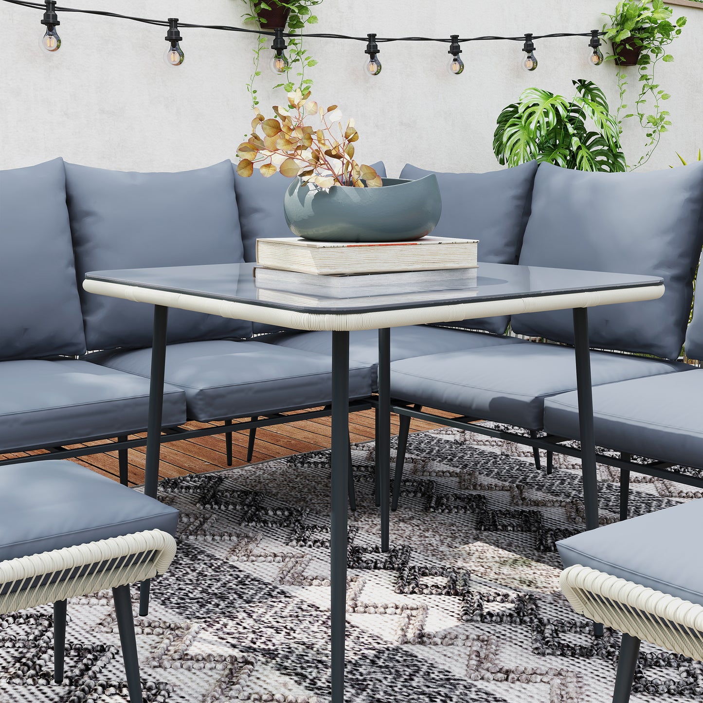 Six-Piece Rattan Strong Garden Sofa Set with Removable