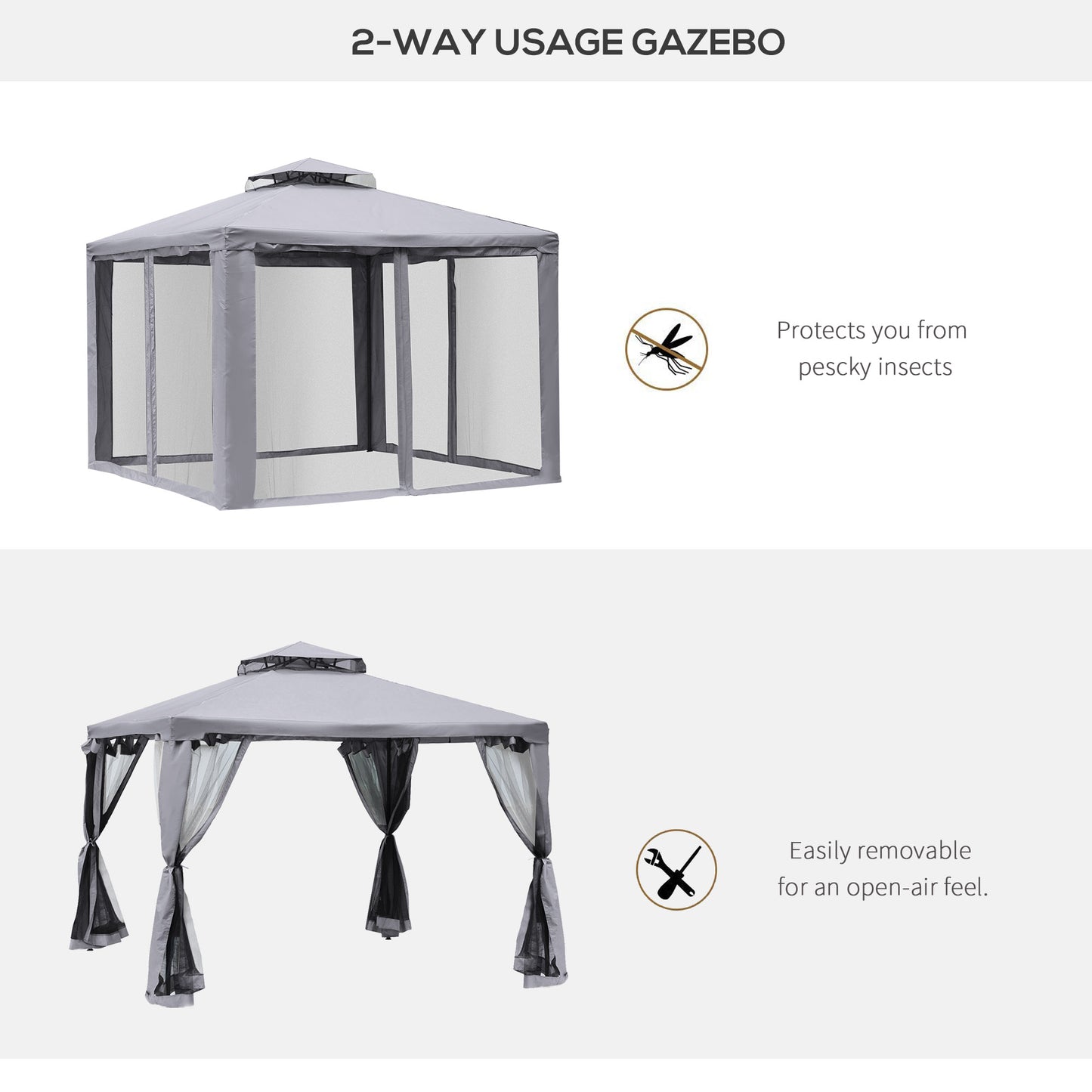 3 x 3 m Metal Gazebo, Garden Pavillion
