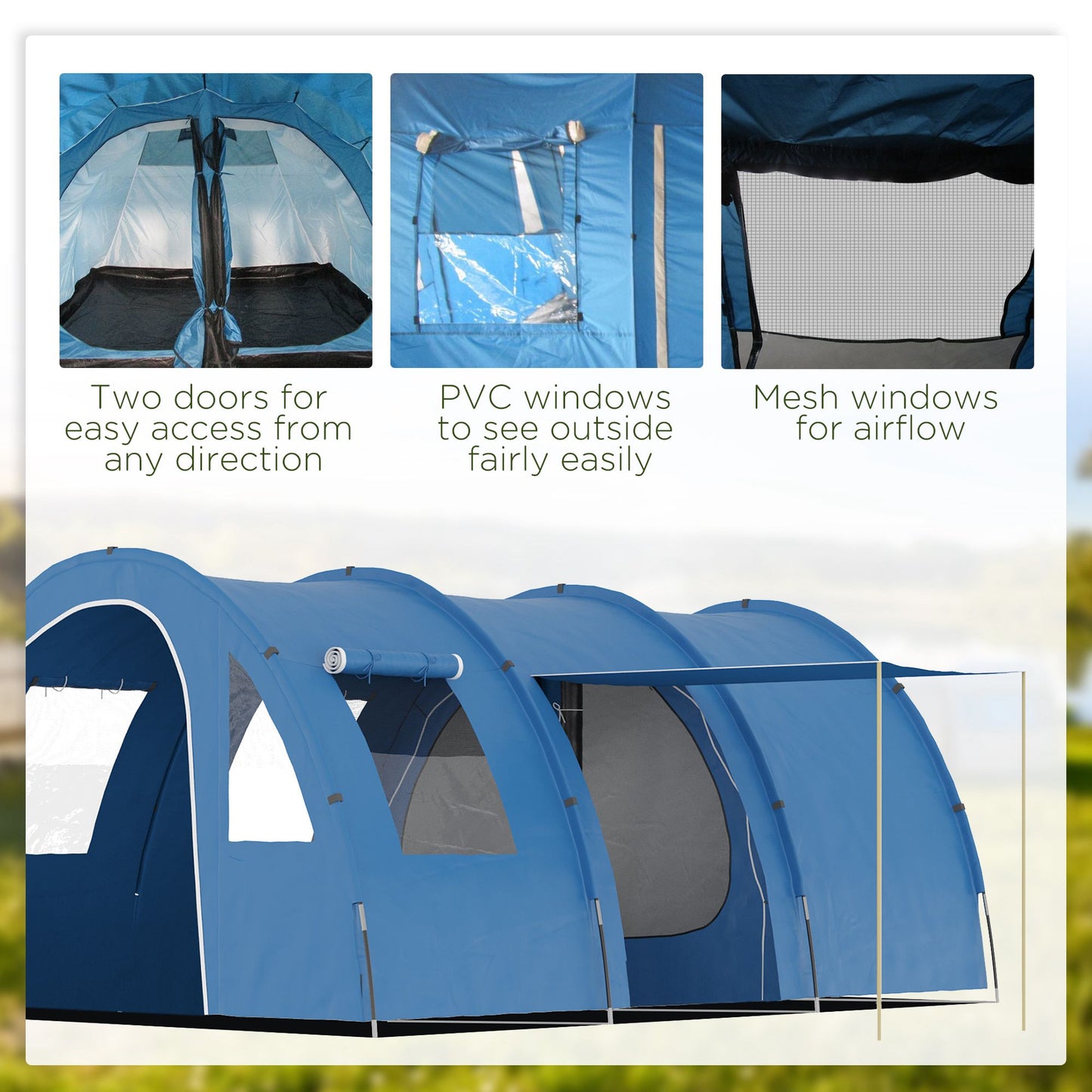 5-6 Man Camping Tent with 2 Room, Floor and Carry Bag