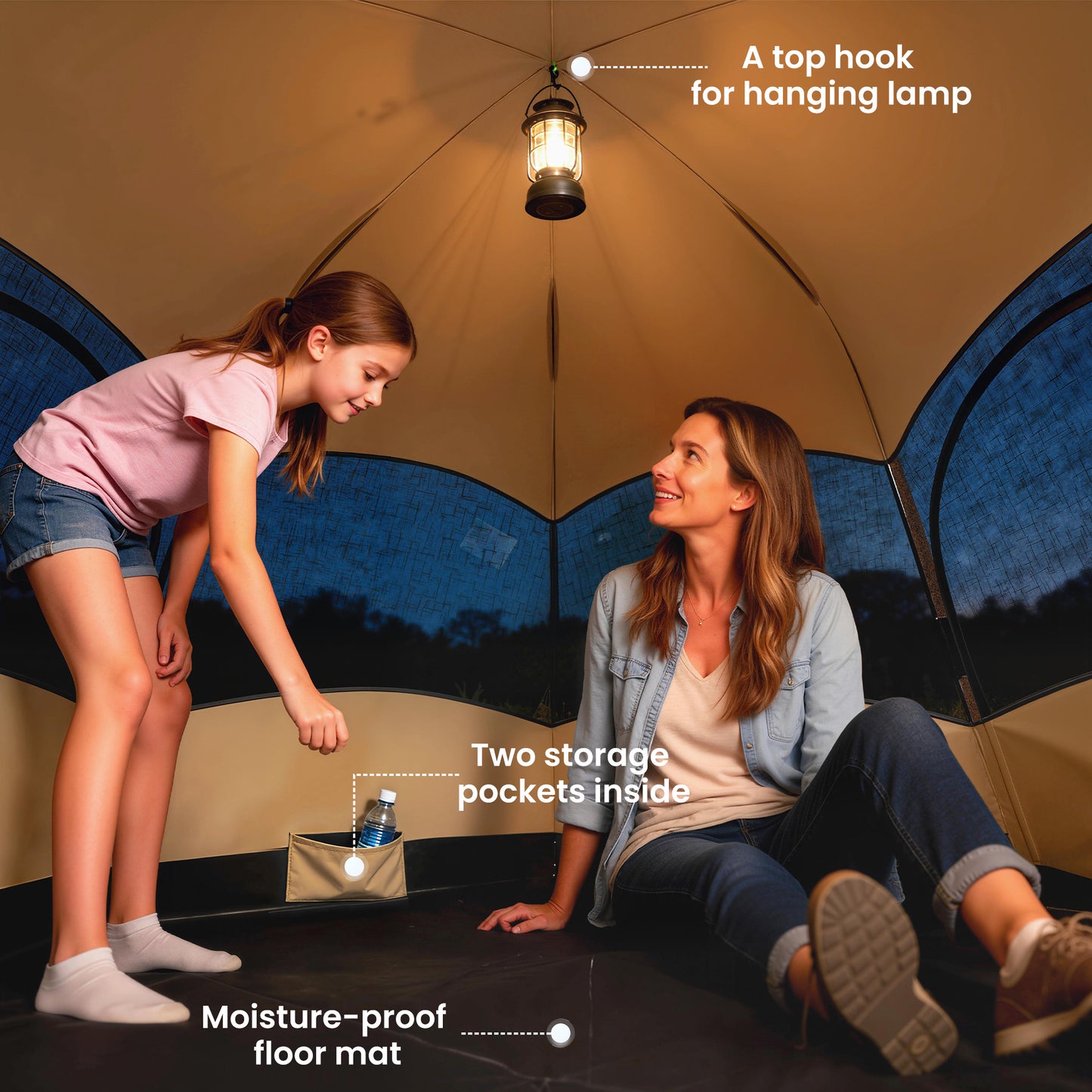 Double Layer Instant Pop Up Tent with Rainfly