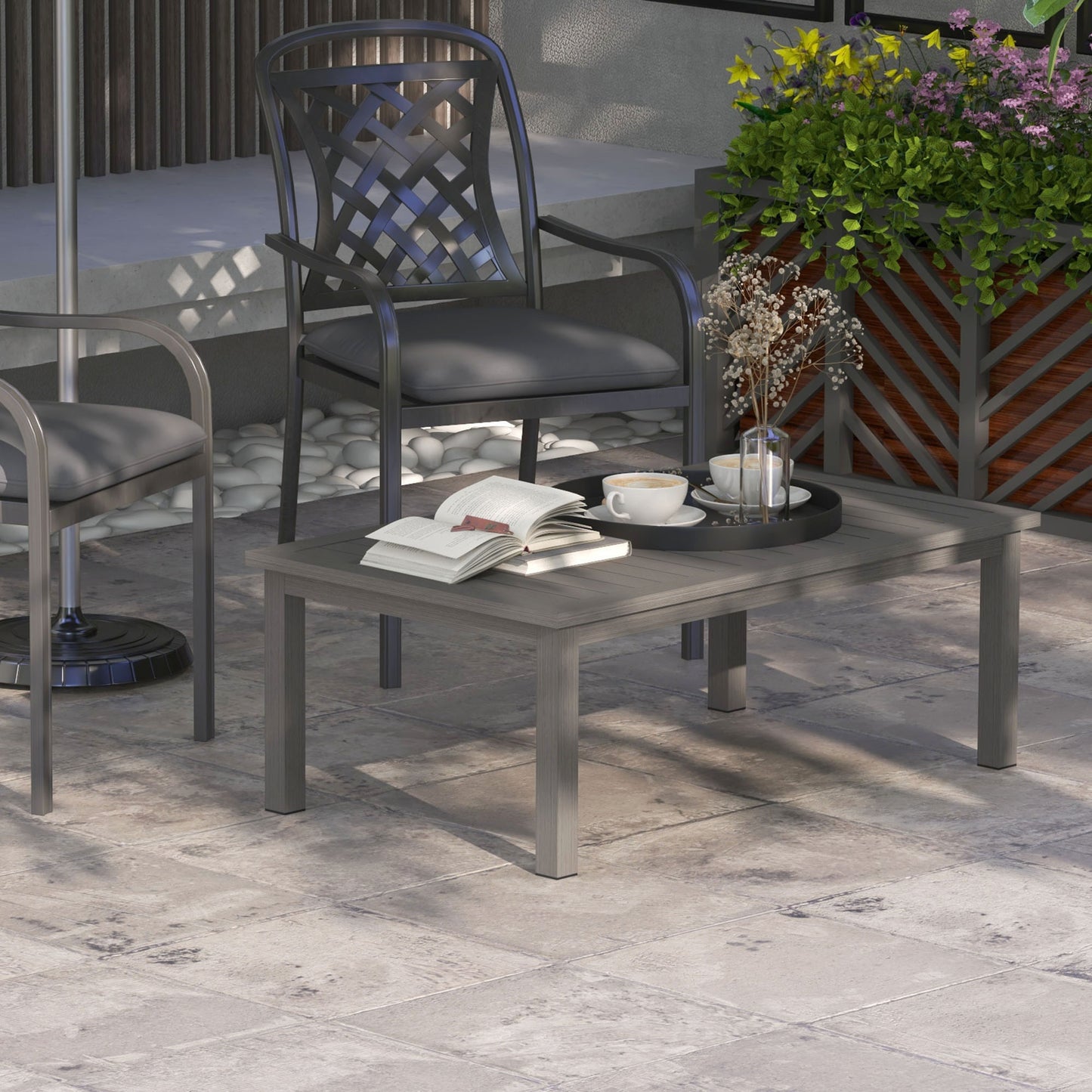 100cm x 60cm Aluminium Outdoor Coffee Table