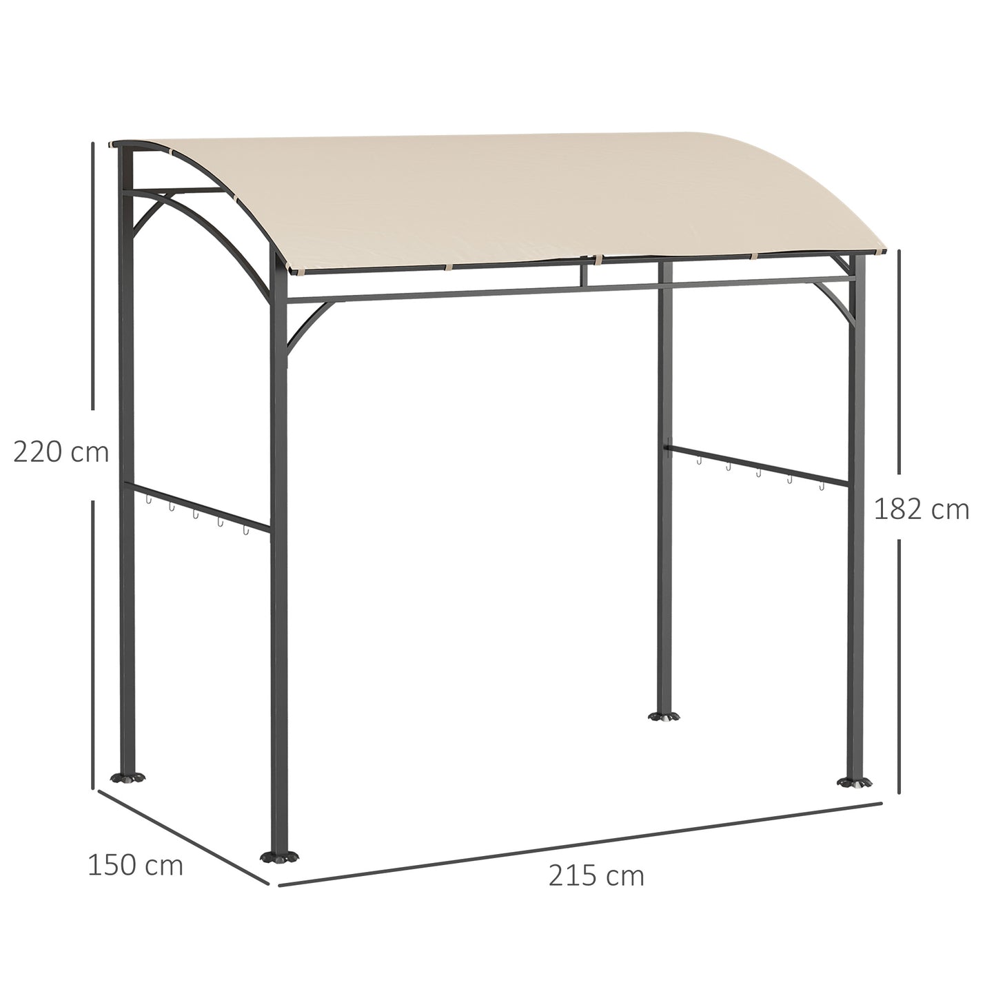 2.2 x 1.5 m BBQ Grill Gazebo Tent, Garden Grill with Metal Frame