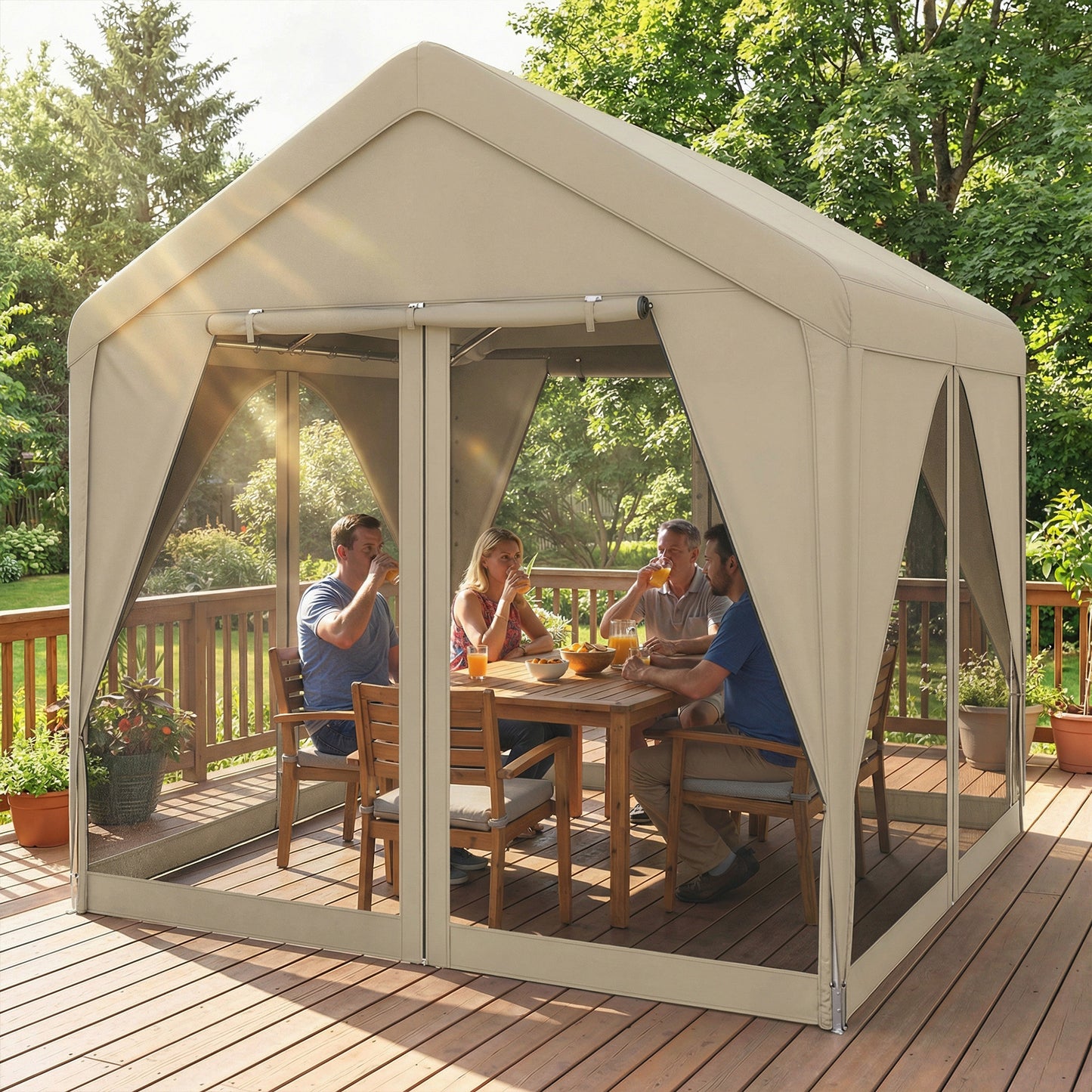 3 x 3 m Patio Gazebo with Netting & Curtains