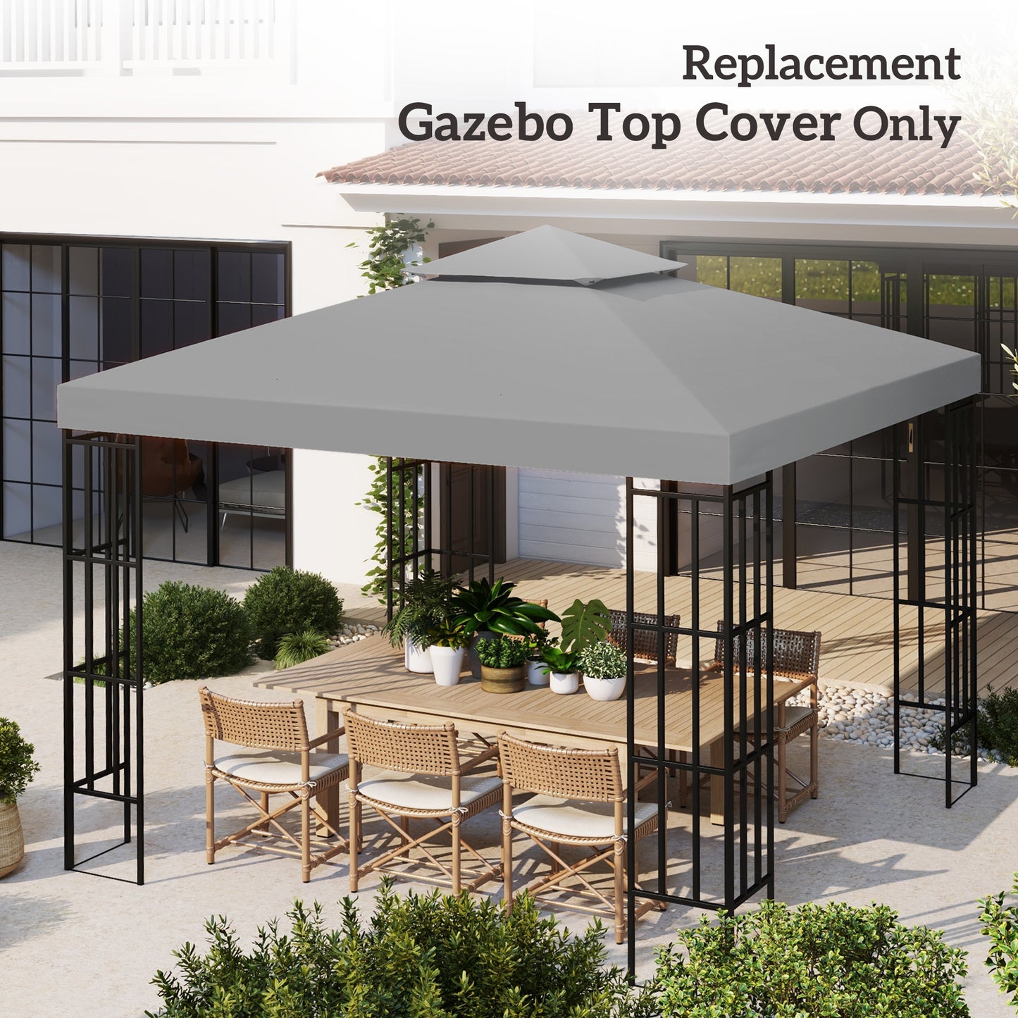 3(m) Gazebo Top Cover Double Tier Canopy Replacement Pavilion Roof (1)