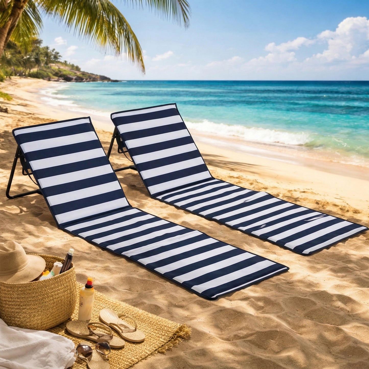 Set of 2 Foldable Garden Beach Chair Mat (1)