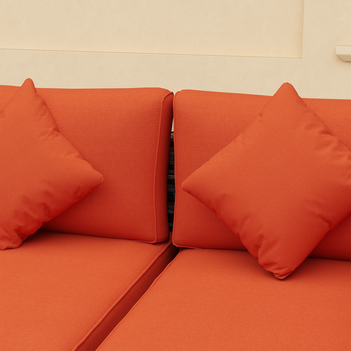 Eight-Piece Rattan Sofa Set - Orange/Grey
