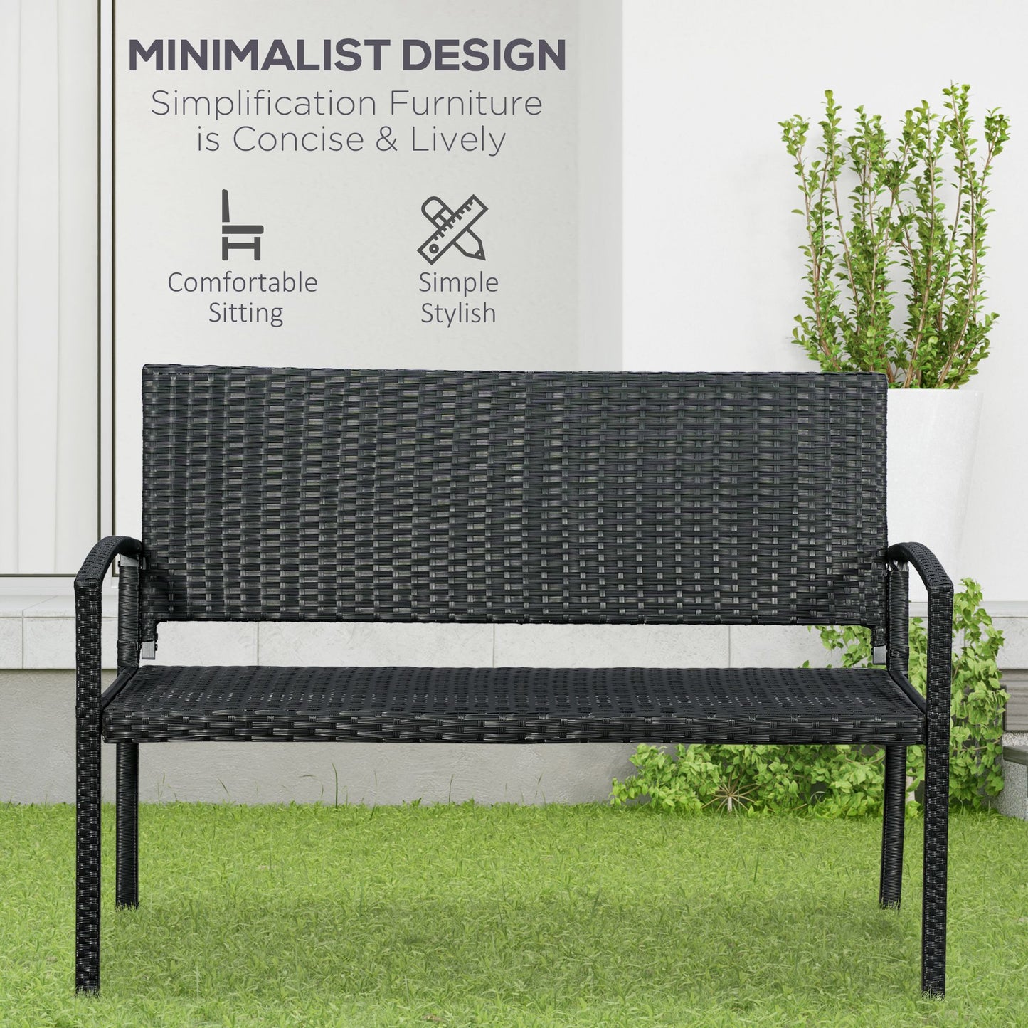 2 Seater Poly Rattan Garden Bench