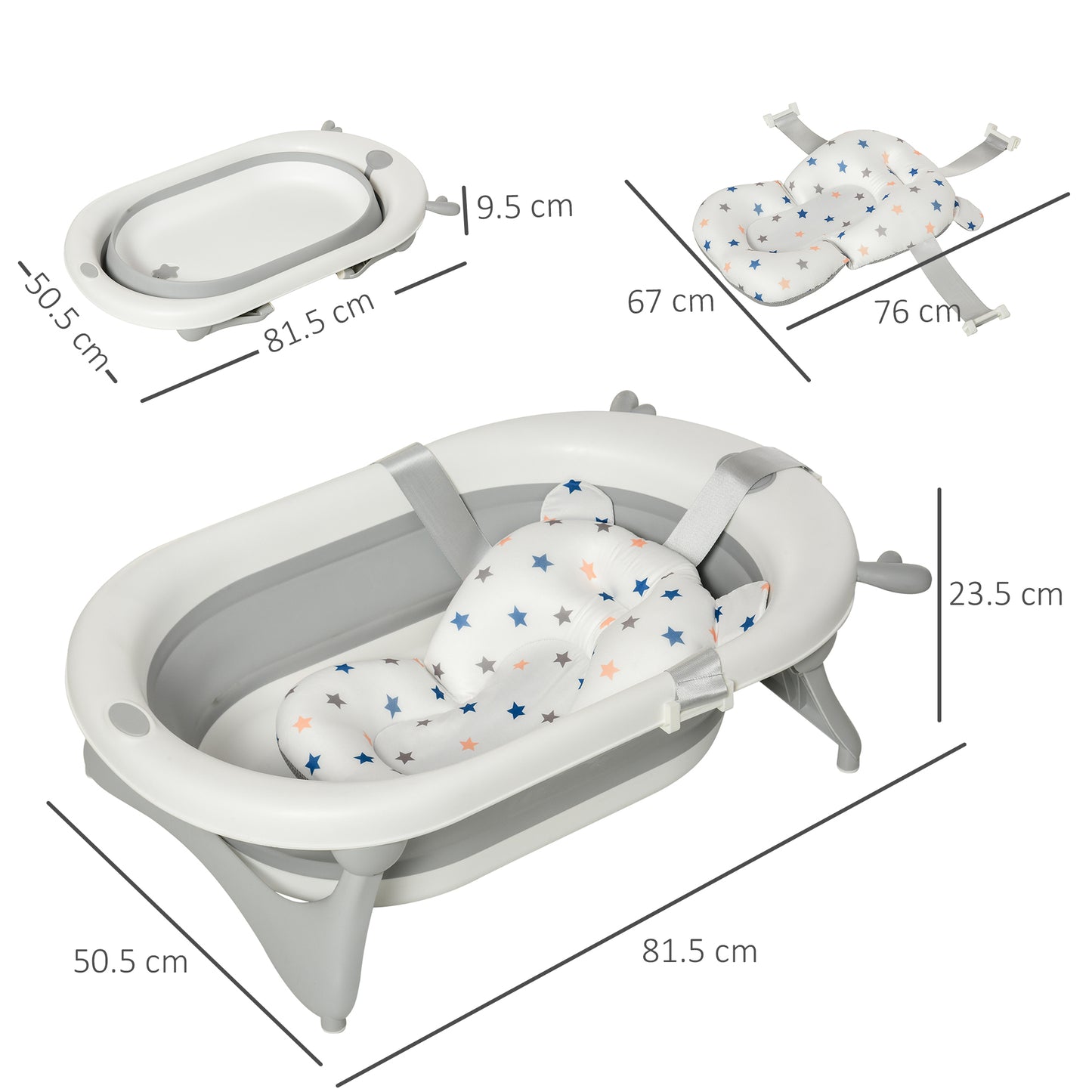 Foldable Baby Bathtub Set, Collapsible Bath Tub
