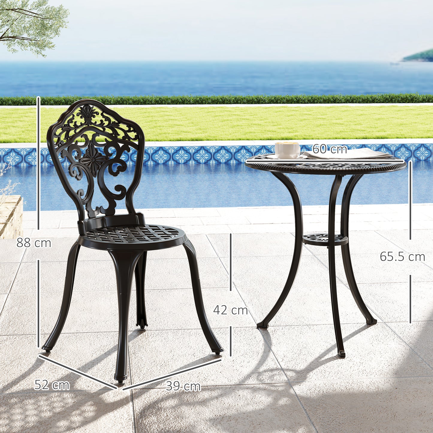 Three-Piece Aluminium Floral Bistro Set