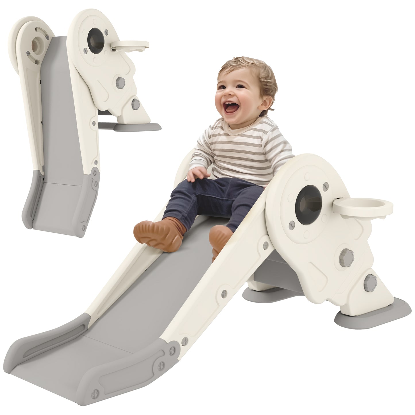 3-in-1 Kids Slide with Basketball Hoop, Climber