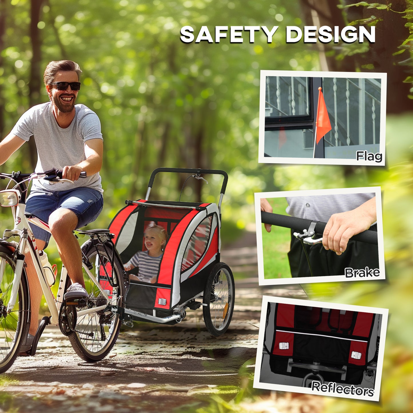 Baby Bike Trailer, Child Bicycle Trailer with 5 Point Harness