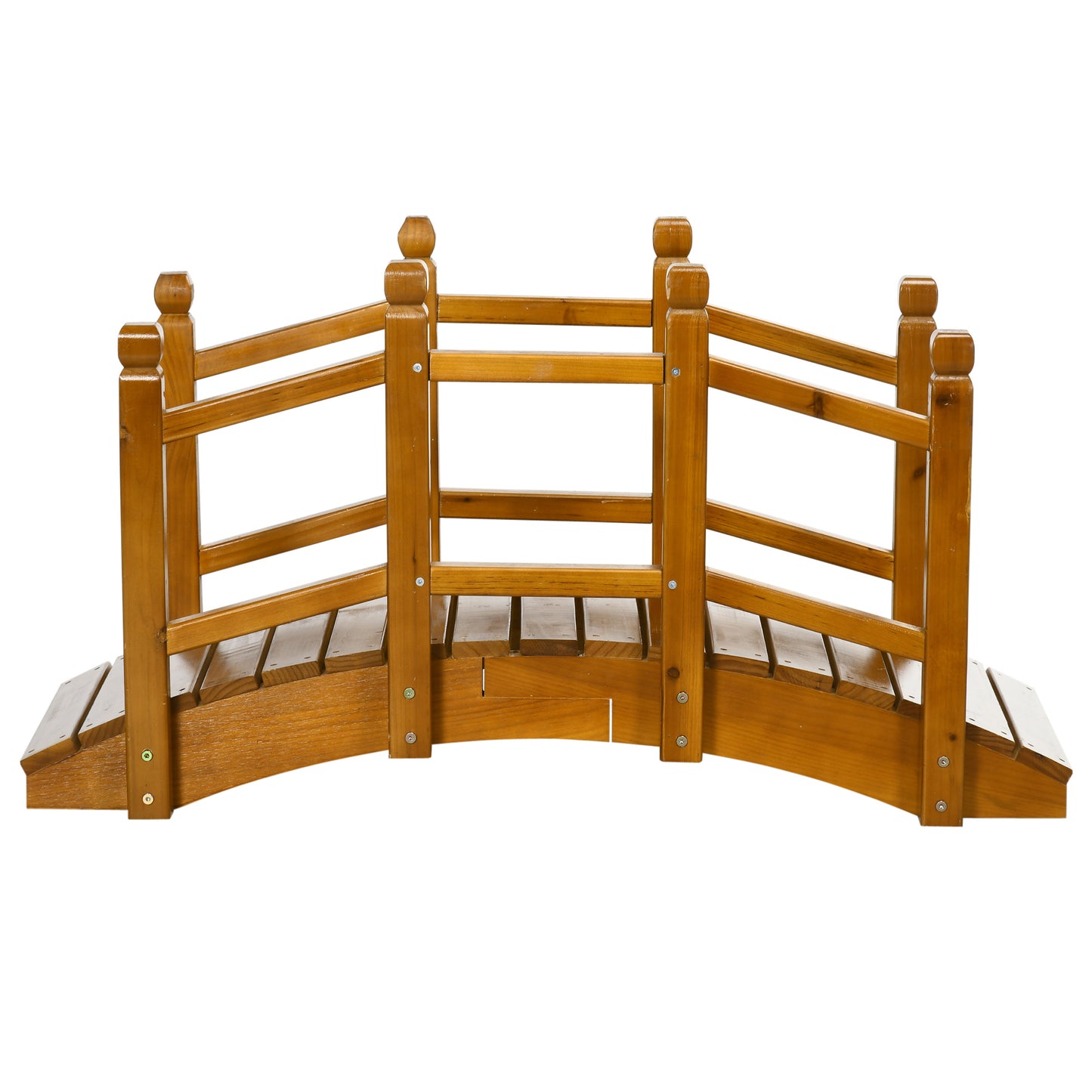 Wooden Garden Bridge with Safety Railings
