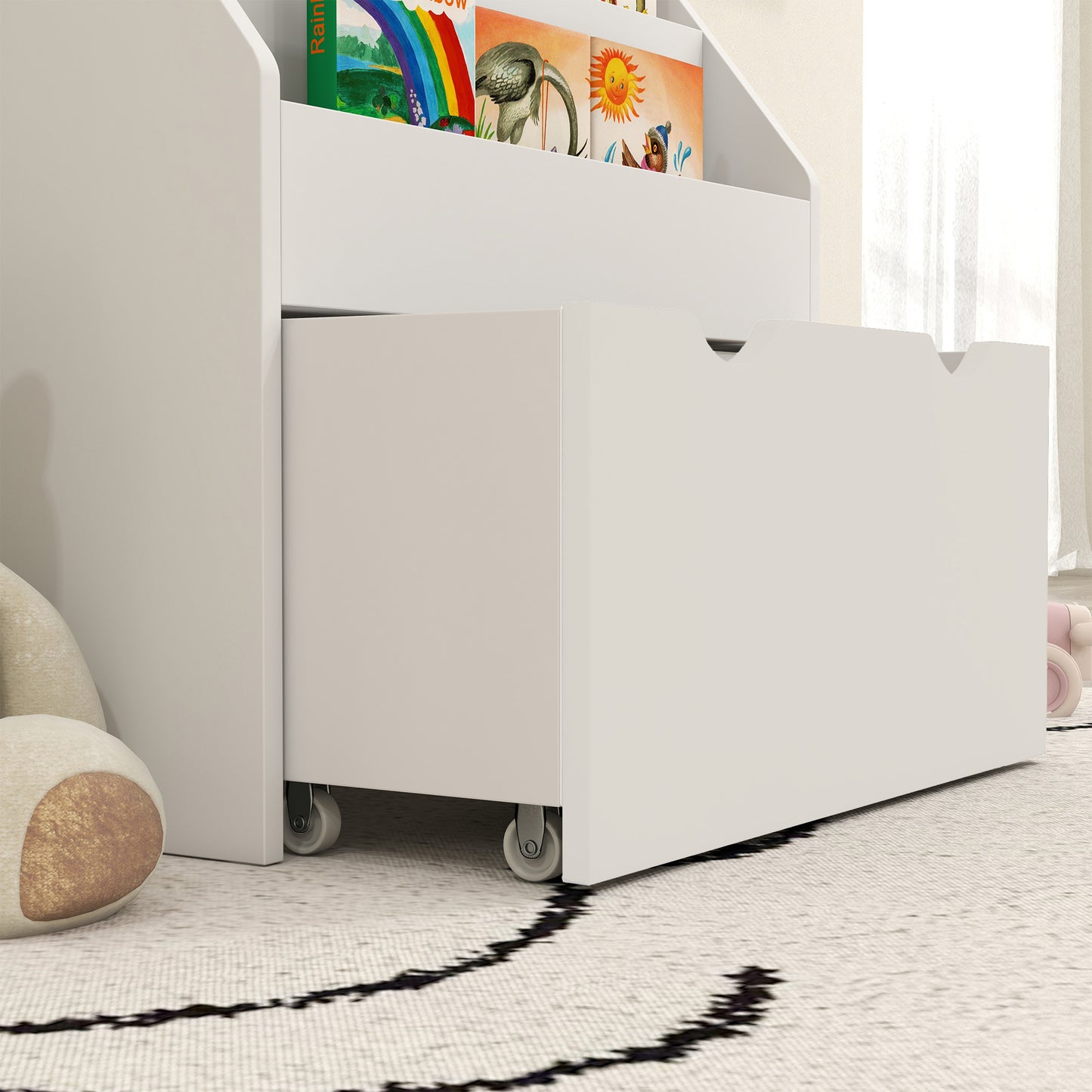 Bookcase for Kids with Shelves, Drawer, Bookcase for Bedroom, Playroom