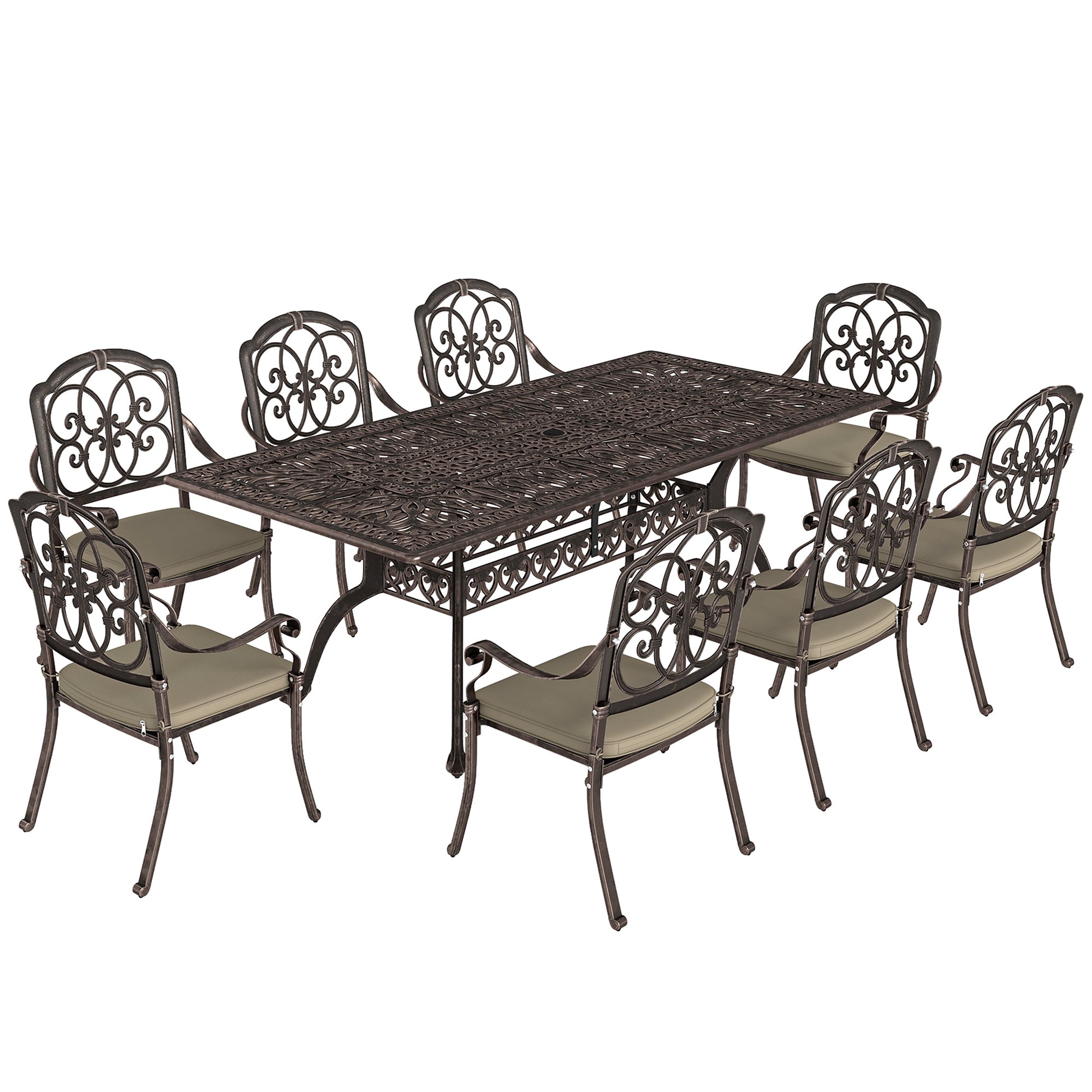 9 Piece Cast Aluminium Garden Dining Set