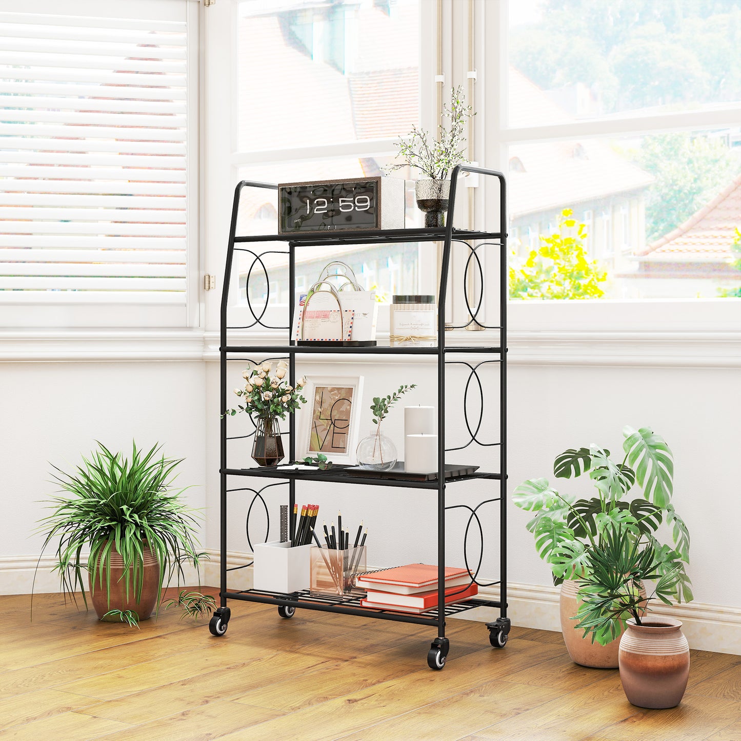 4-Tier Metal Plant Stand, Heavy Duty Ladder Shelf Potted Plants